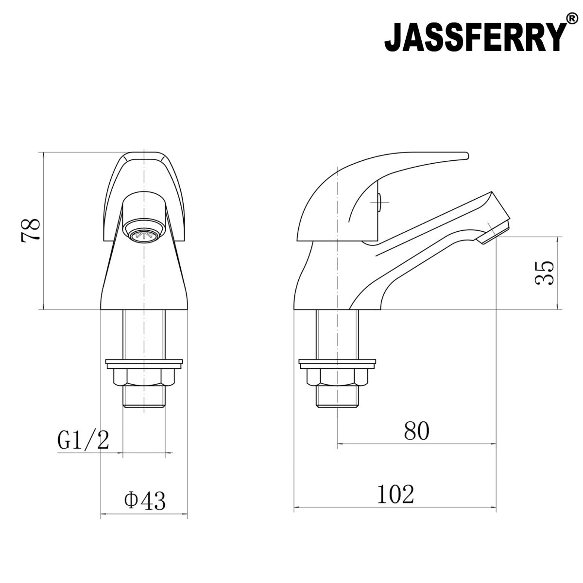 JassferryJASSFERRY Bathroom Sink Taps Lever Basin Taps Chrome-Plated Hot and Cold WaterBasin Taps
