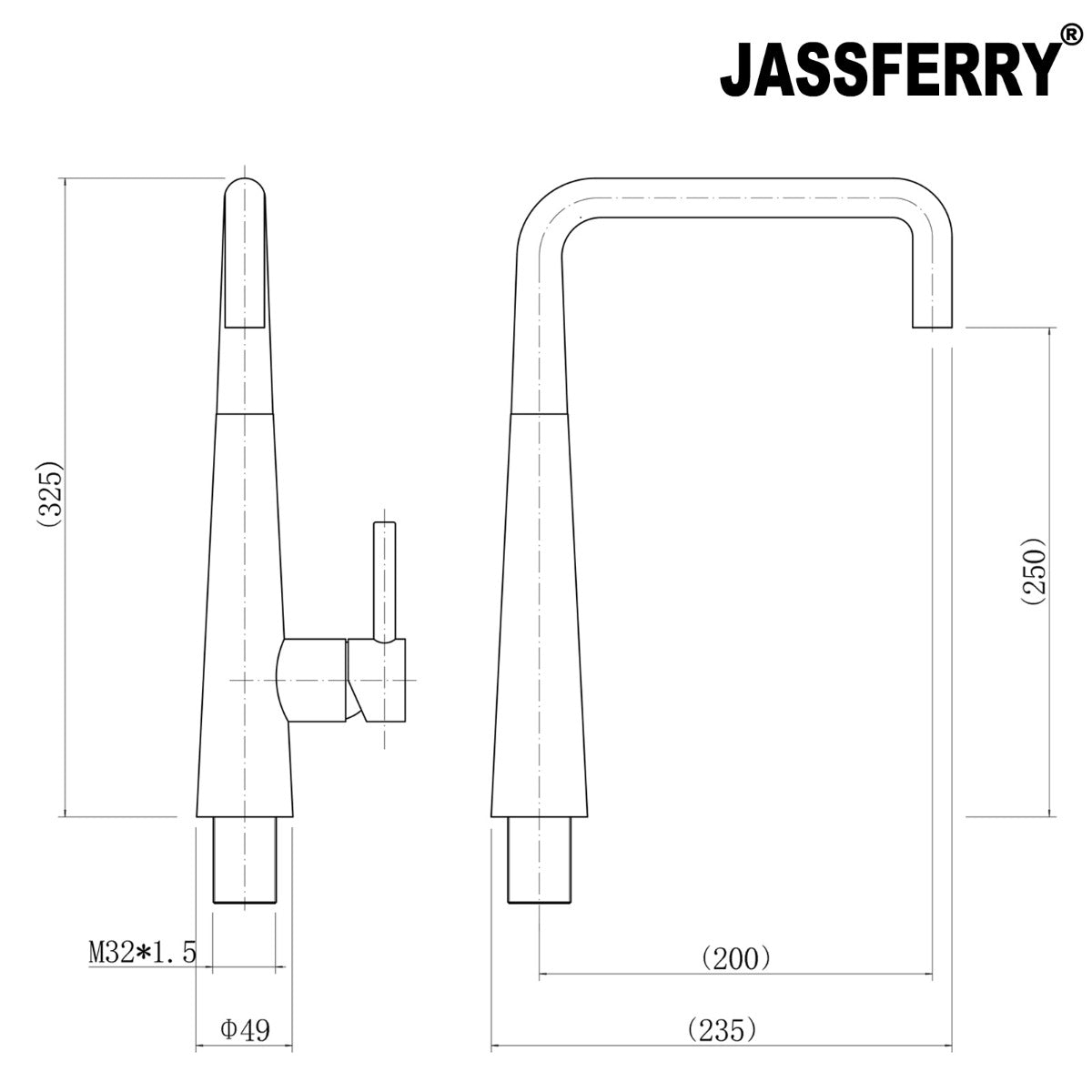 JassferryJASSFERRY Kitchen Sink Mixer Taps Single Handle Swivel Spout Chrome PolishedKitchen taps