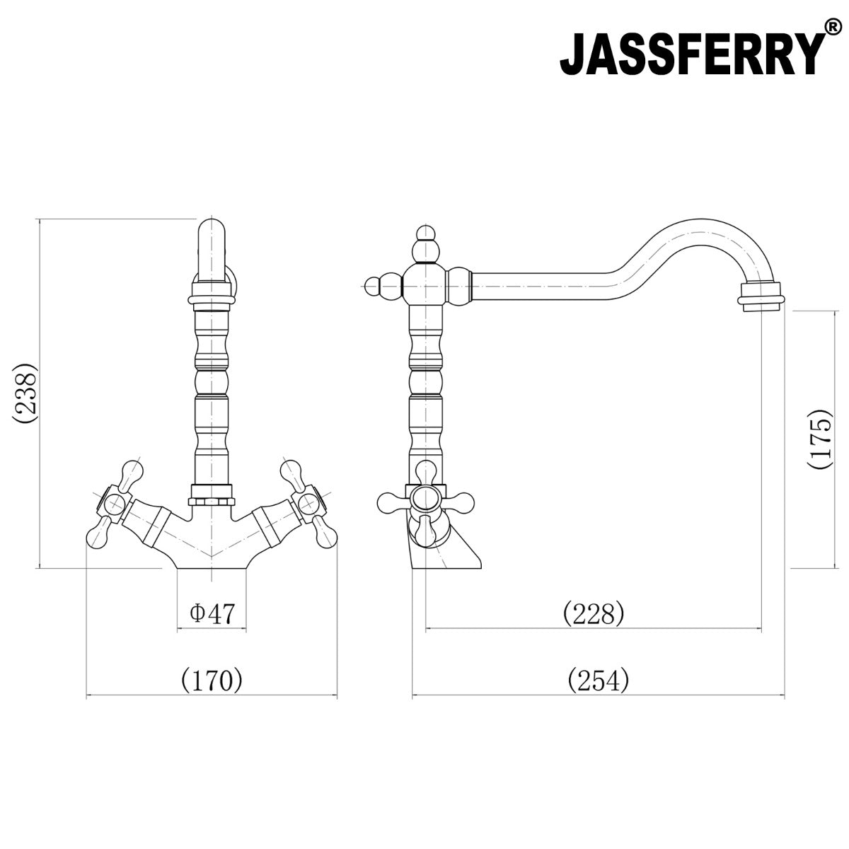 JassferryJASSFERRY New Vintage Monobloc Kitchen Sink Mixer Tap Swivel Spout French CrossKitchen taps