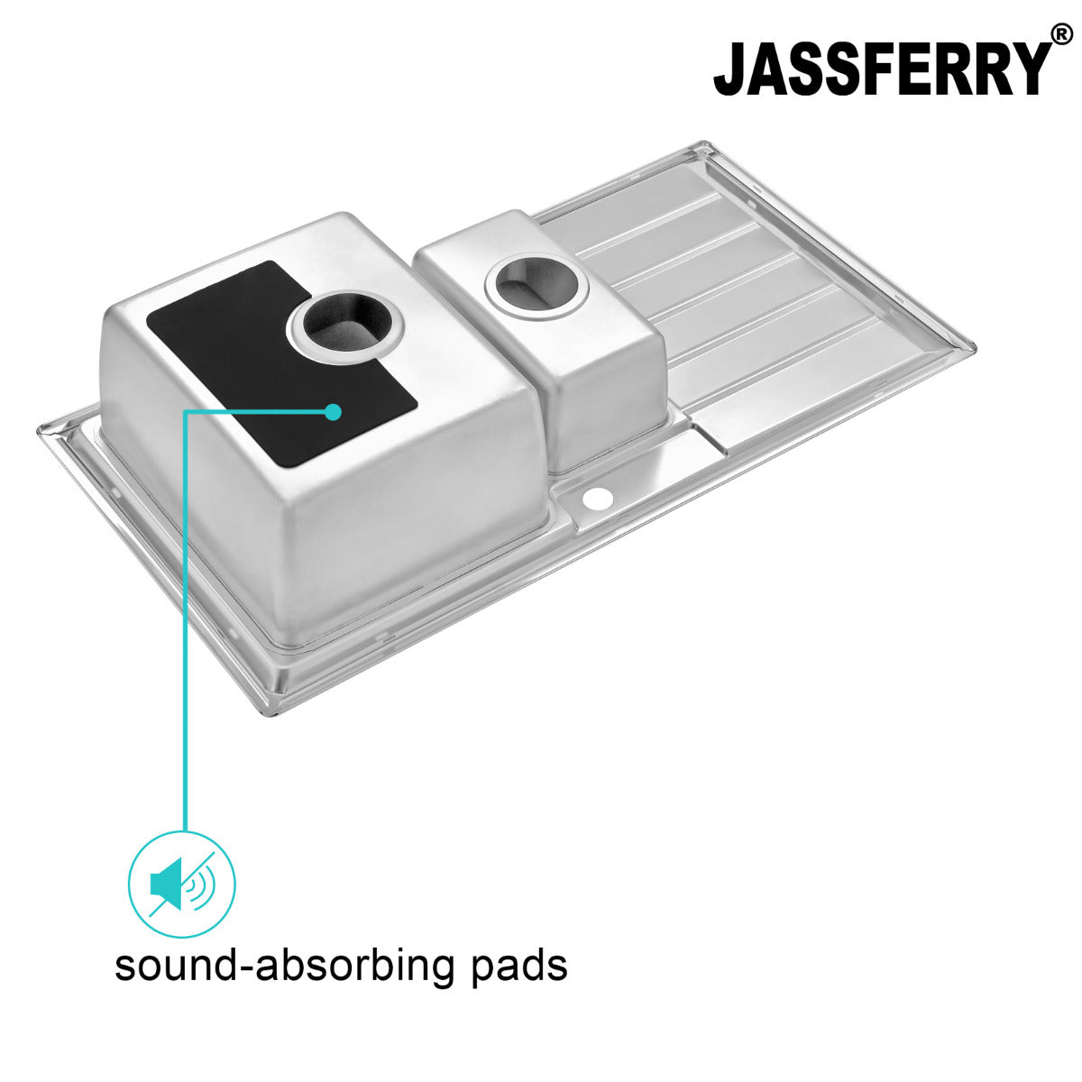 JassferryJASSFERRY Welding Stainless Steel Kitchen Sink 1.5 One Half Bowl Reversible DrainerKitchen Sinks