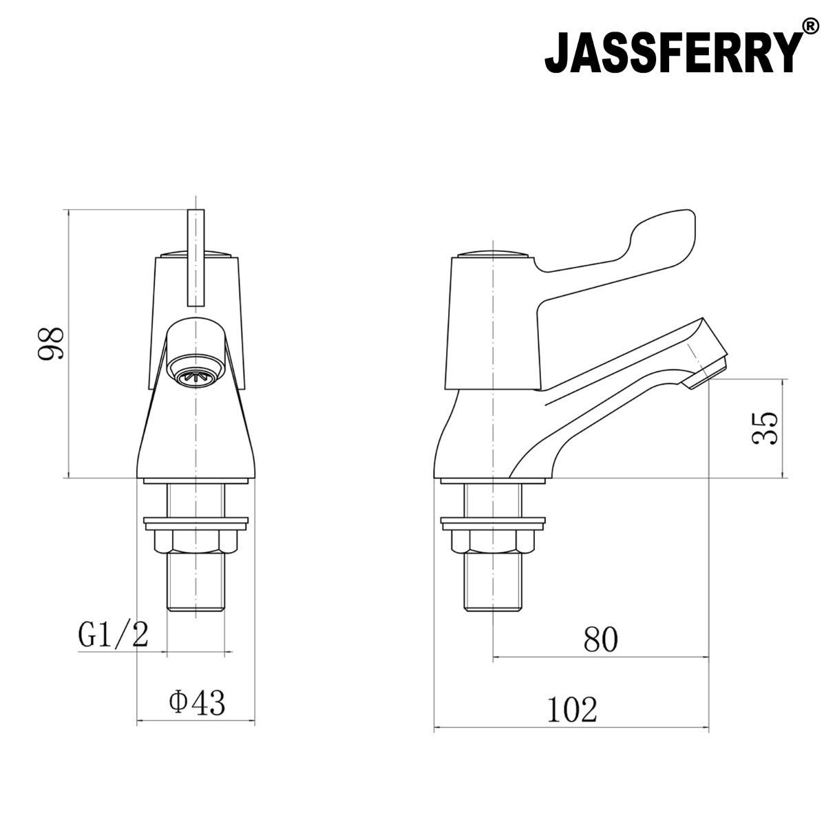 JassferryJASSFERRY 1/2" Basin Taps Pair Traditional Twin Hot & Cold Set FaucetBasin Taps