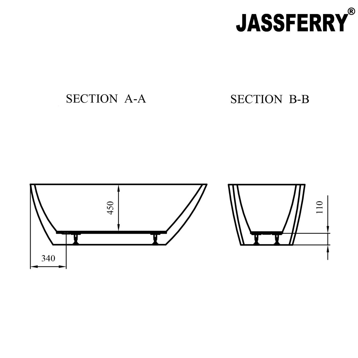 JassferryJASSFERRY Modern Design Rectangular Freestanding Bathtub Soaking Baths WhiteBathtubs