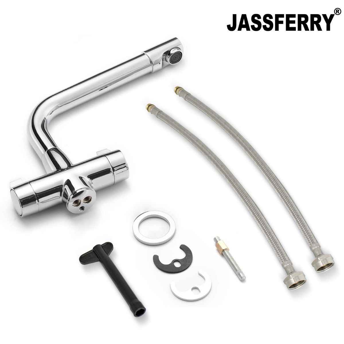 JassferryJASSFERRY New Kitchen Sink Tap Mixer Dual Flow Quarter Turn Dial Monobloc BrassKitchen taps