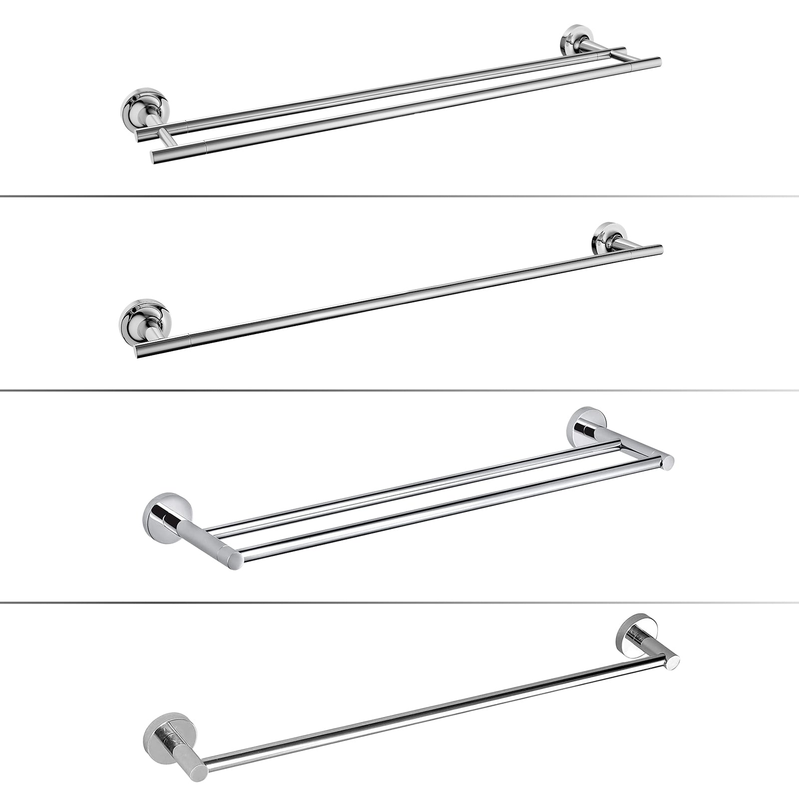 JASSFERRY 600 Double Towel Rail Wall Mounted Dual Rod Towel Bar Polished Chrome