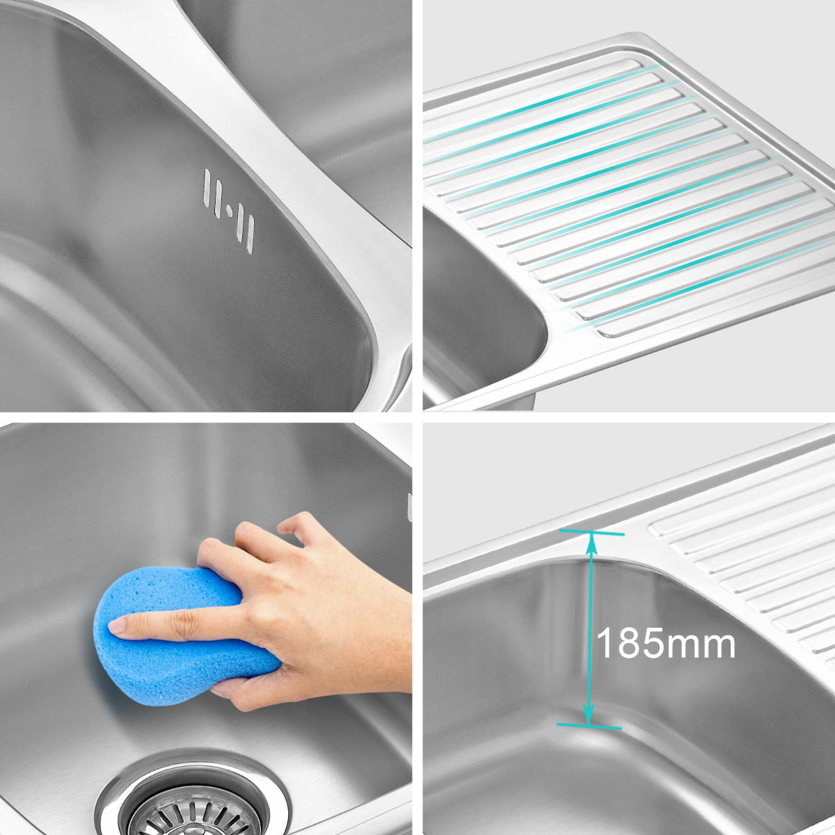 JassferryJASSFERRY Stainless Steel Kitchen Sink Inset Double Bowl Reversible DrainerKitchen Sinks