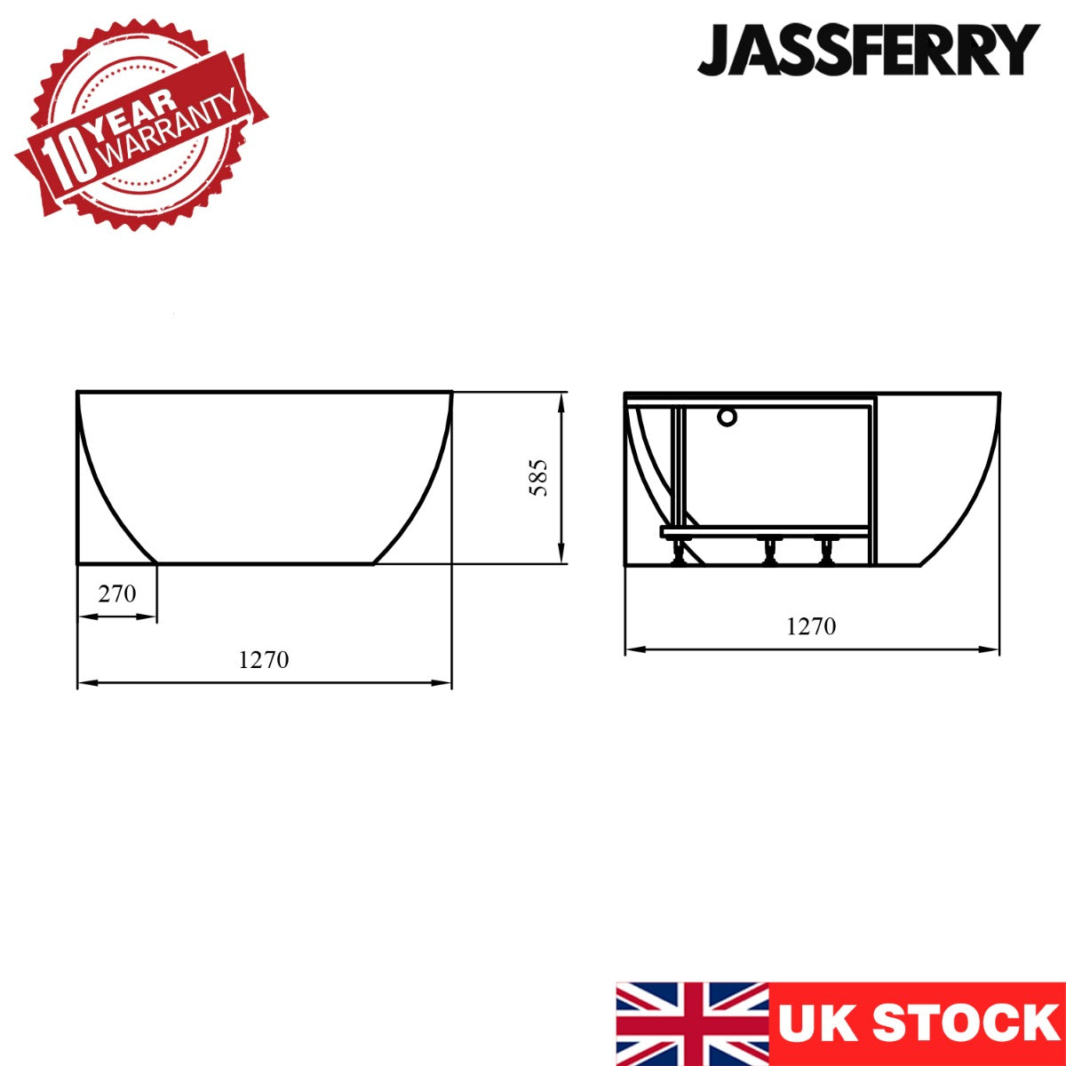 JassferryJASSFERRY 1510 mm Vintage Design Freestanding Bathtub Luxury Stand Alone Corner Baths SPABathtubs