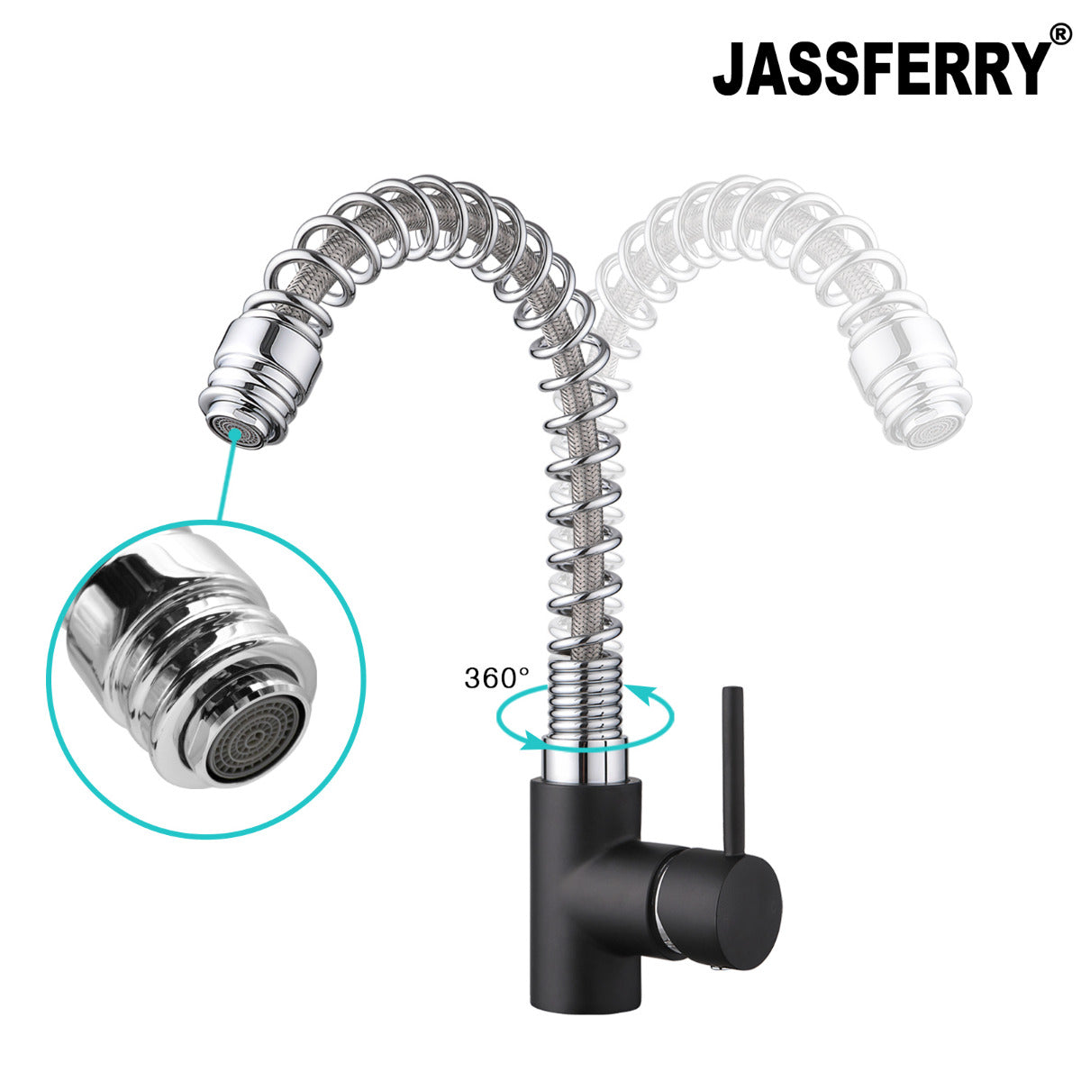 JassferryJASSFERRY New Single Lever Flexible Spring Kitchen Sink Mixer Tap Swivel SpoutKitchen taps