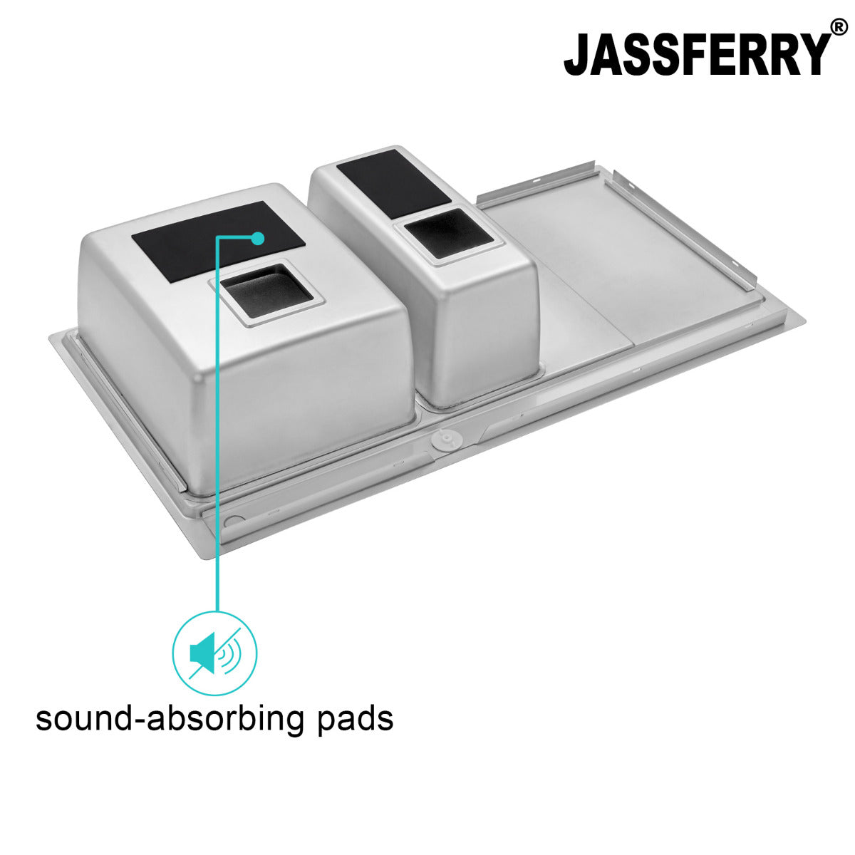 JassferryJASSFERRY Brilliant Stainless Steel Kitchen Sink One&Half Bowl Right hand DrainerKitchen Sinks