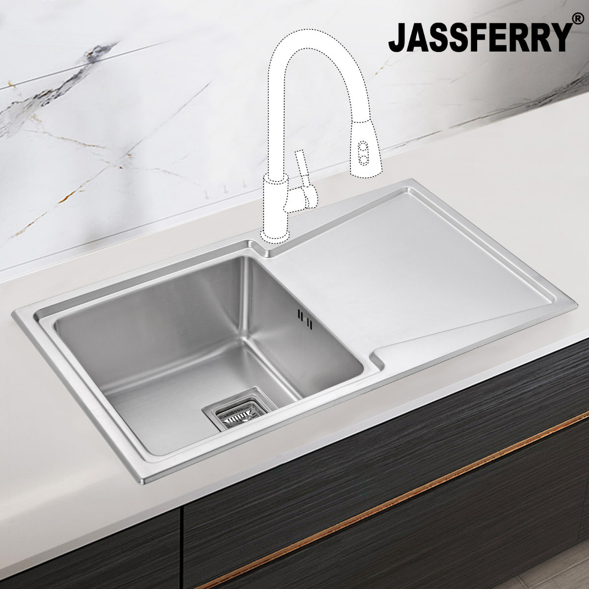 JassferryJASSFERRY Brilliant Stainless Steel Kitchen Sink Single 1 Bowl Righthand Drainer - 671Kitchen Sinks