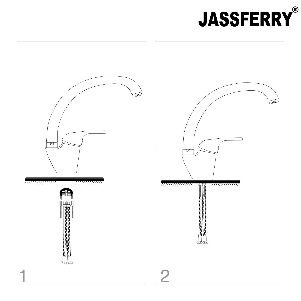 JassferryJASSFERRY Traditional Kitchen Sink Mixer Taps Waterfall Single Lever Hot and ColdKitchen Sinks