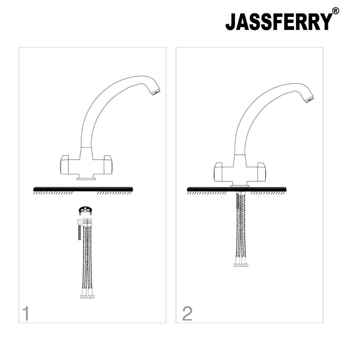 JassferryJASSFERRY New Mono Kitchen Mixer Taps Swivel Spout Dual Lever Polished ChromeTaps