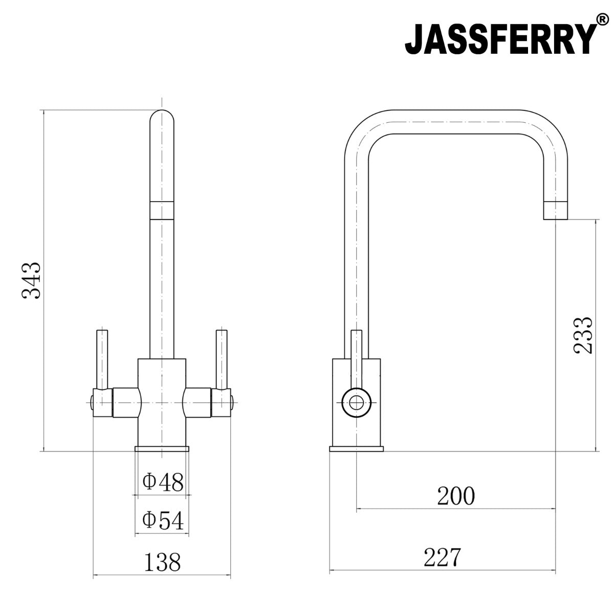 JassferryJASSFERRY Modern Kitchen Sink Mixer Tap Two Handle Swivel Spout ChromeKitchen taps