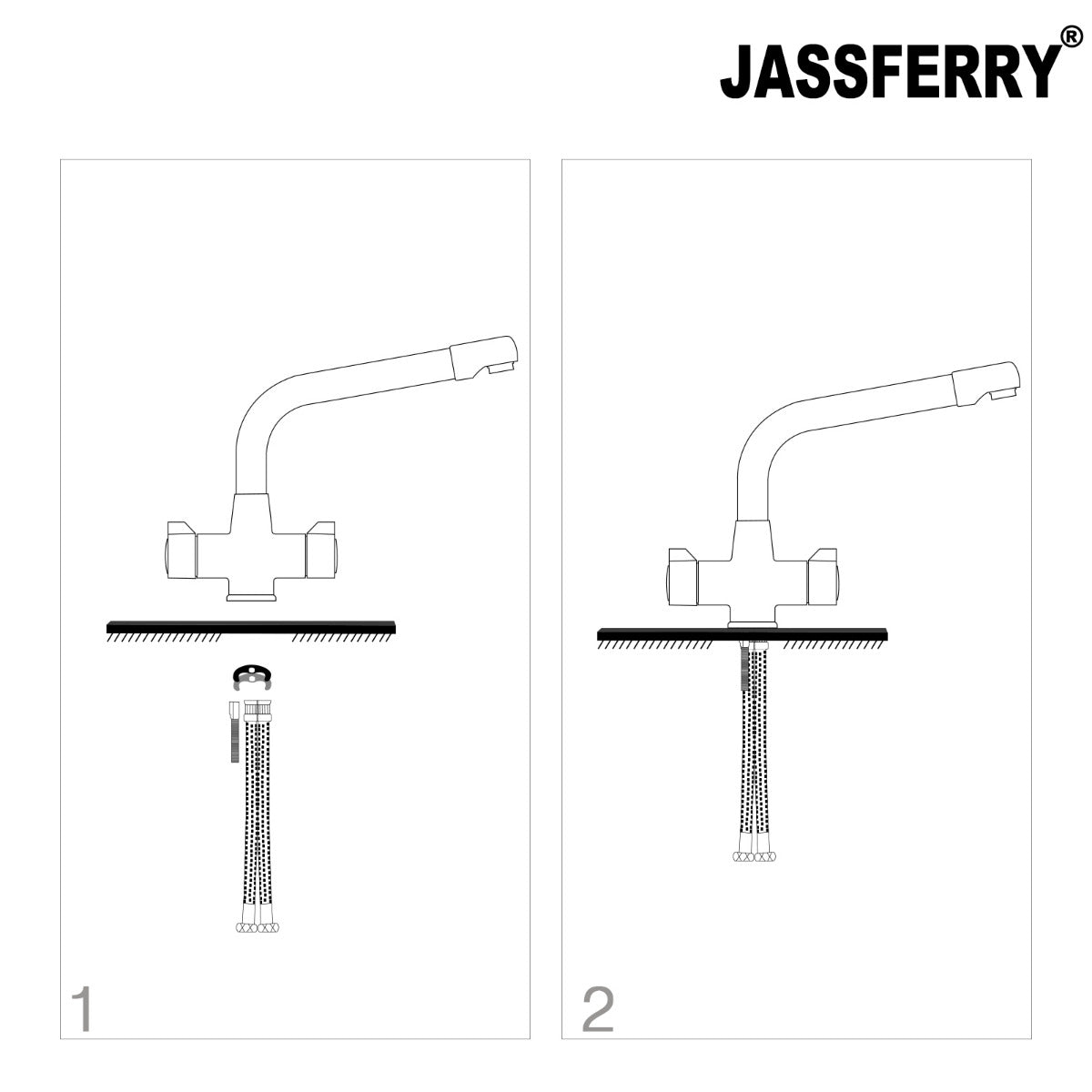 JassferryJASSFERRY New Kitchen Sink Tap Mixer Dual Flow Quarter Turn Dial Monobloc BrassKitchen taps