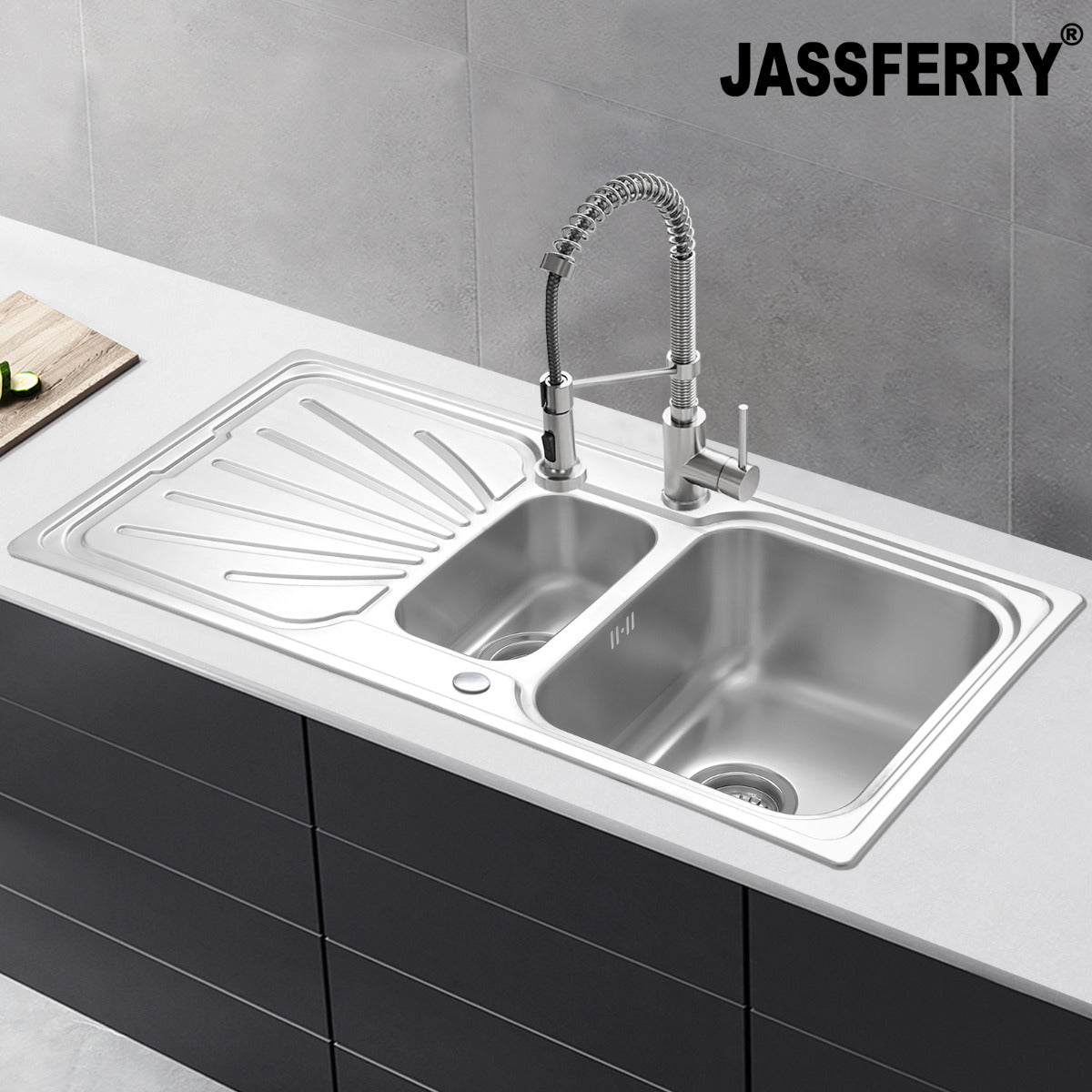JassferryJASSFERRY Stainless Steel Kitchen Sink Inset One Half Bowl Reversible Drainer - 851BKitchen Sinks