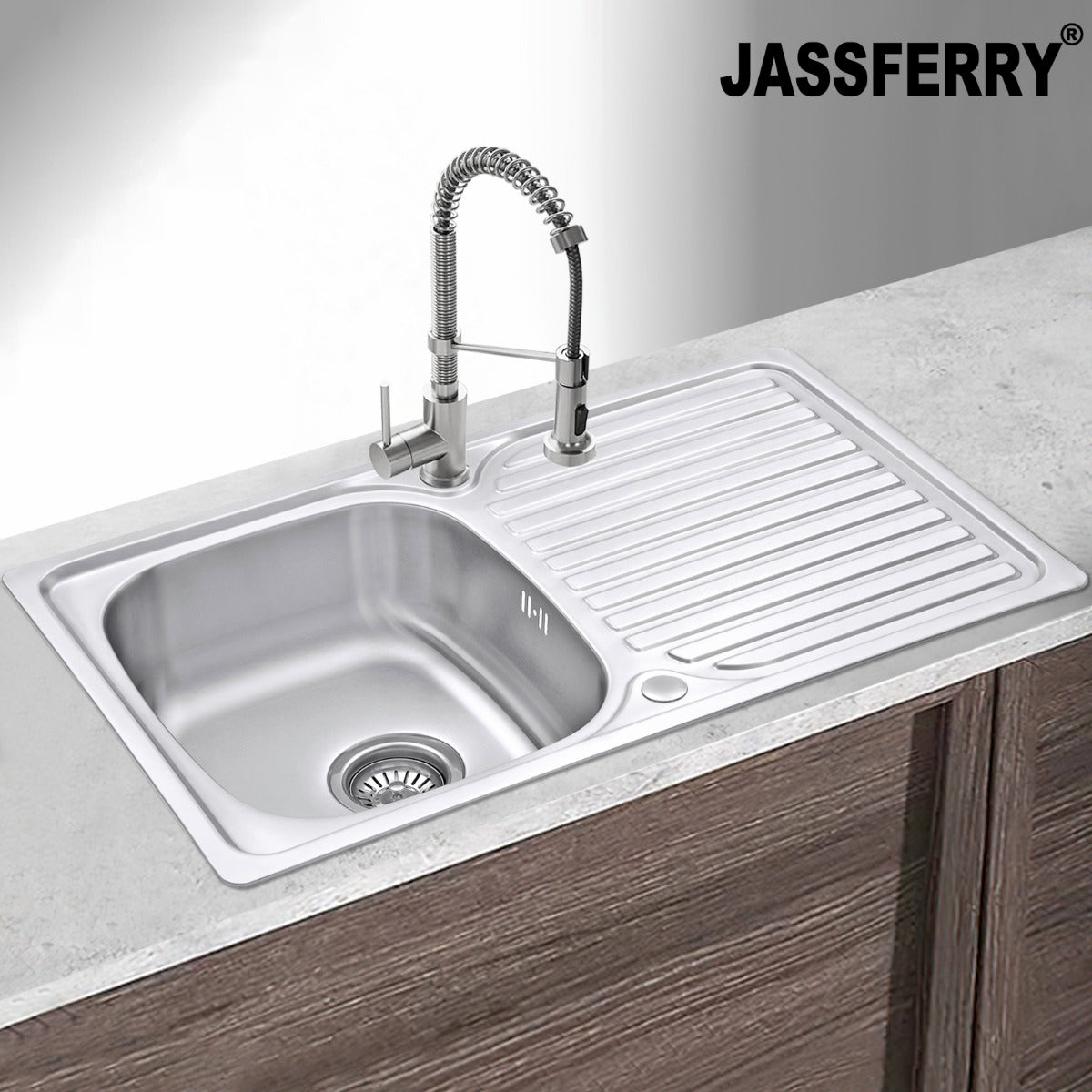 JassferryJASSFERRY Stainless Steel Kitchen Sink Inset Single 1 Bowl Reversible Drainer - 834BKitchen Sinks