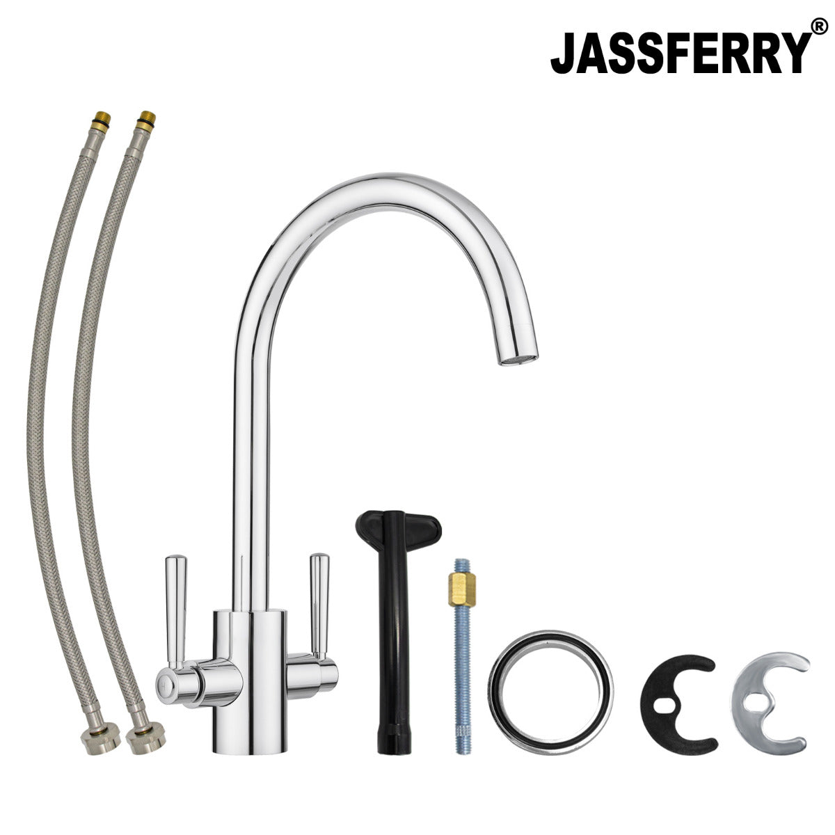 JassferryJASSFERRY New Modern Kitchen Sink Mixer Tap Two Handle Swivel Spout ChromeKitchen taps