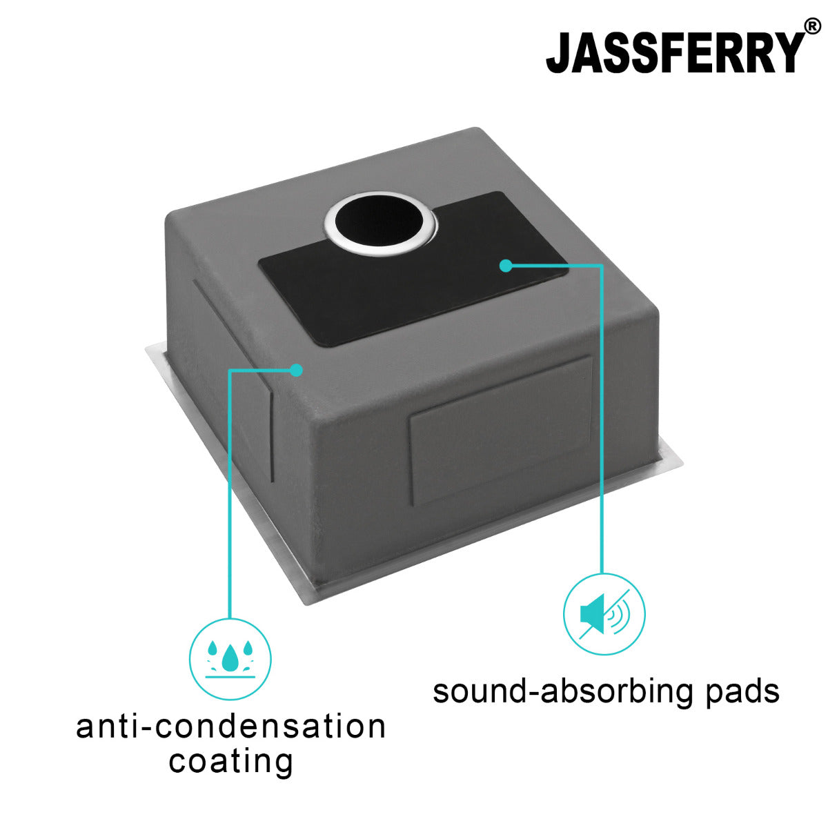 JassferryJASSFERRY 440 x 440 Undermount Stainless Steel Kitchen Sink Handmade 1 Bowl - 783Kitchen Sinks