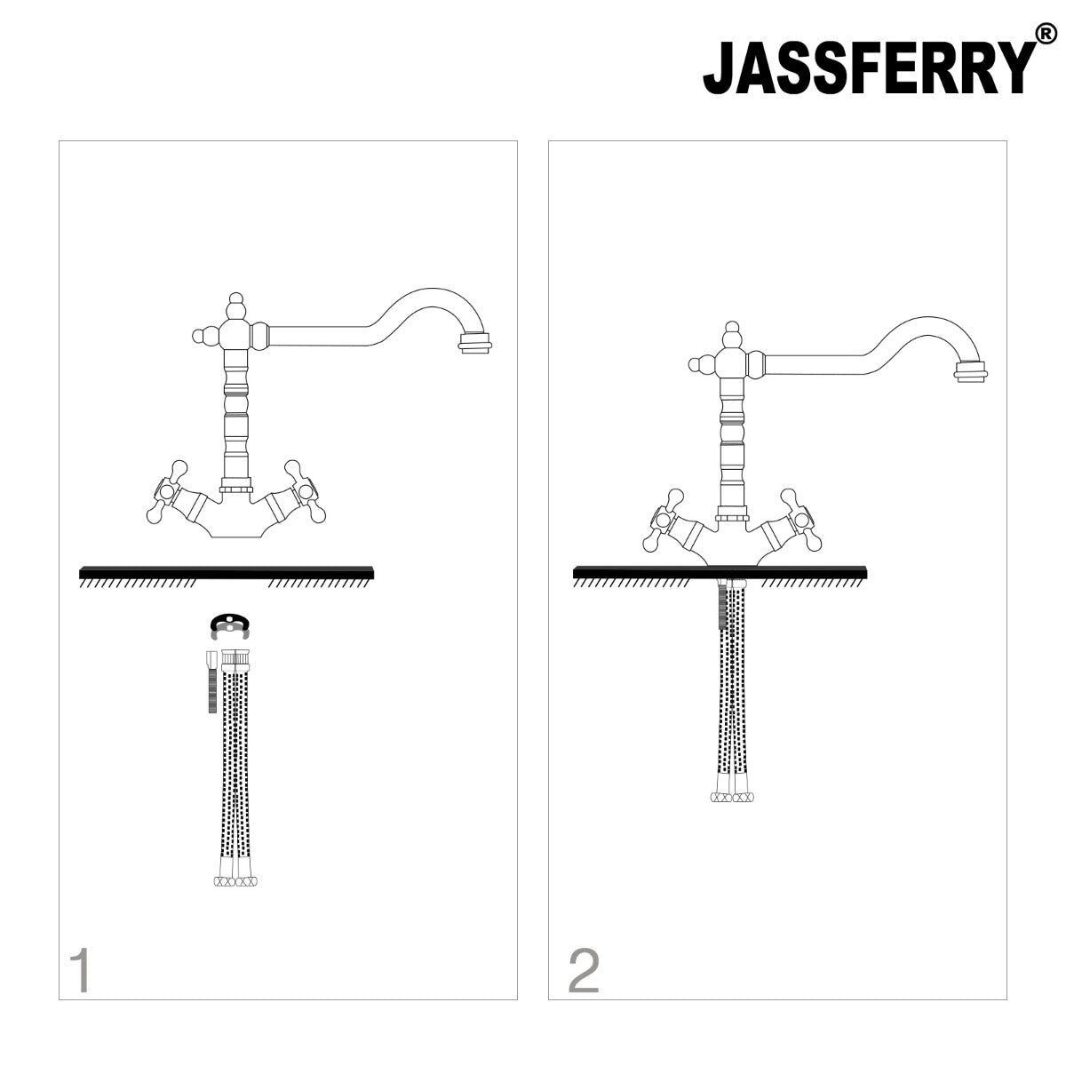 JassferryJASSFERRY New Monobloc Kitchen Sink Mixer Tap Swivel Spout French Cross HandlesKitchen taps