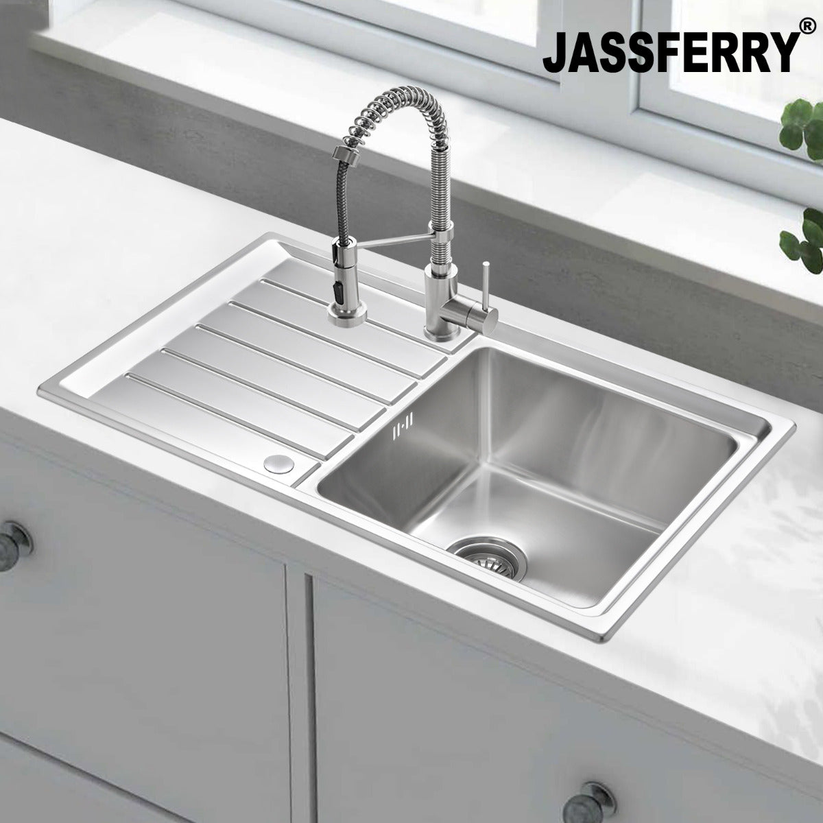 JassferryJASSFERRY Welding Stainless Steel Kitchen Sink Single 1 Bowl Reversible DrainerKitchen Sinks