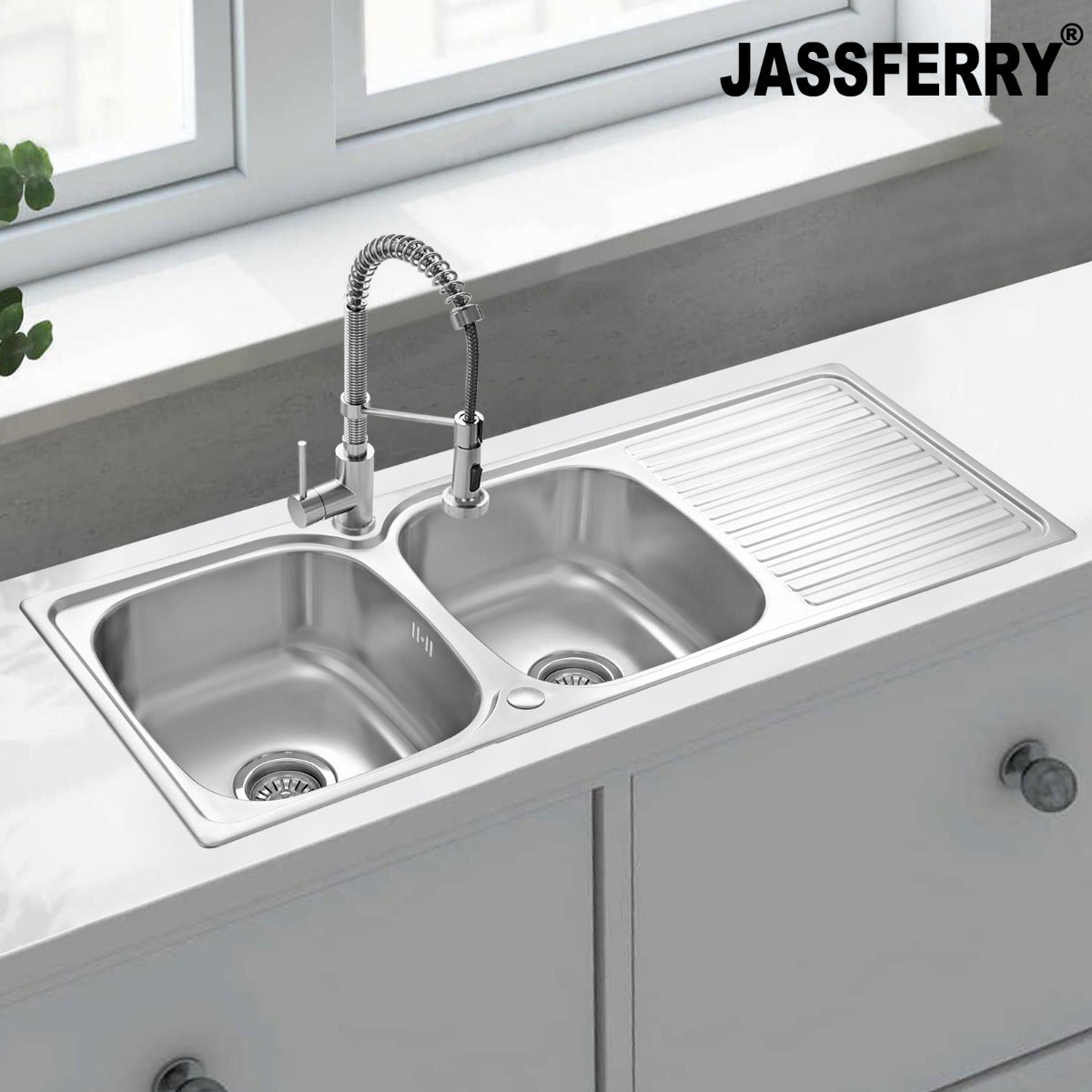 JassferryJASSFERRY Stainless Steel Kitchen Sink Inset Double Bowl Reversible DrainerKitchen Sinks