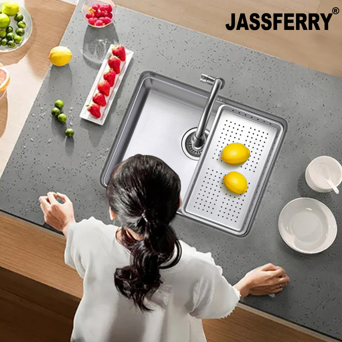 JassferryJASSFERRY Undermount Stainless Steel Kitchen Sink 1 Bowl Dish Drainer Rack - 799Kitchen Sinks