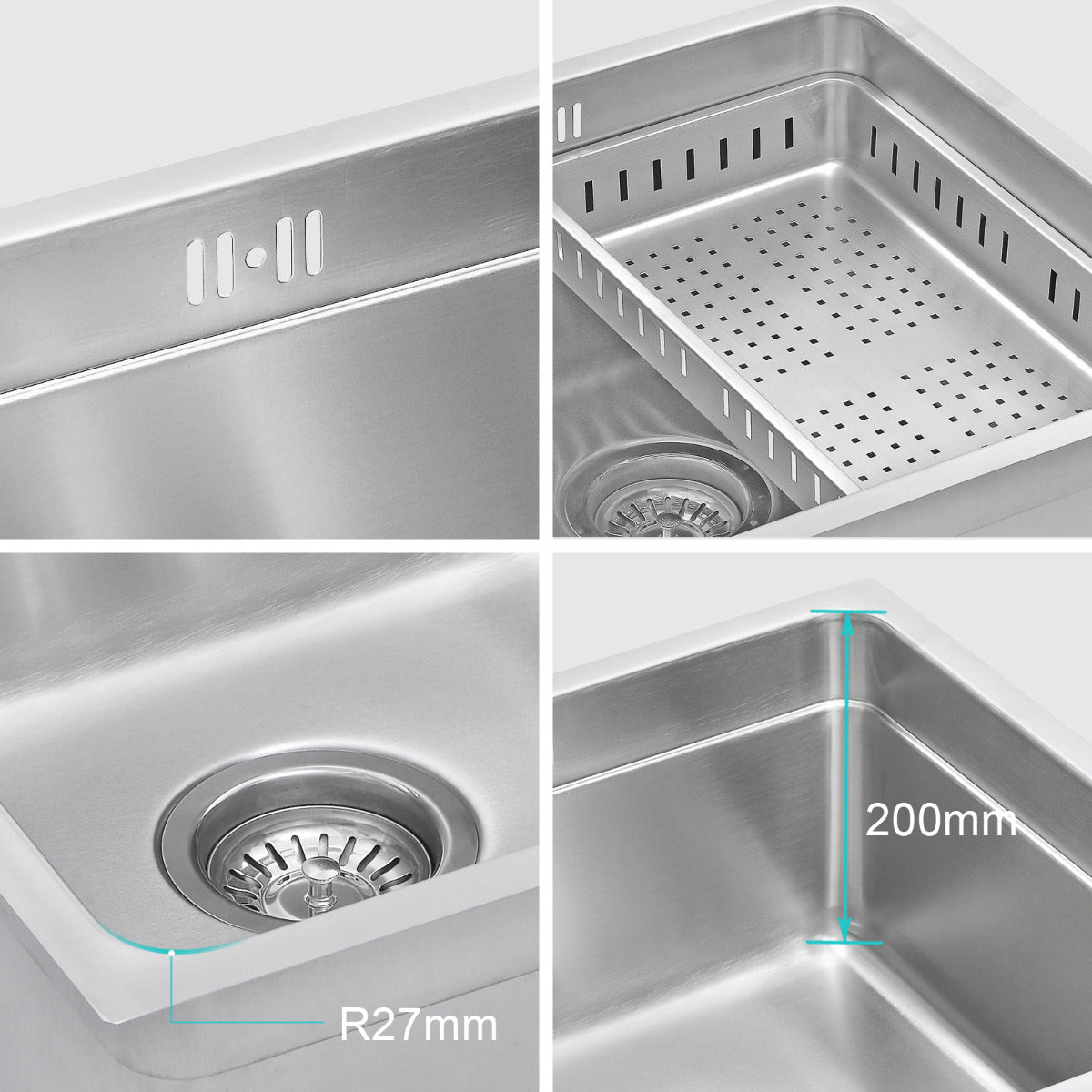 JassferryJASSFERRY Undermount Stainless Steel Kitchen Sink 1 Bowl Dish Drainer RackKitchen Sinks