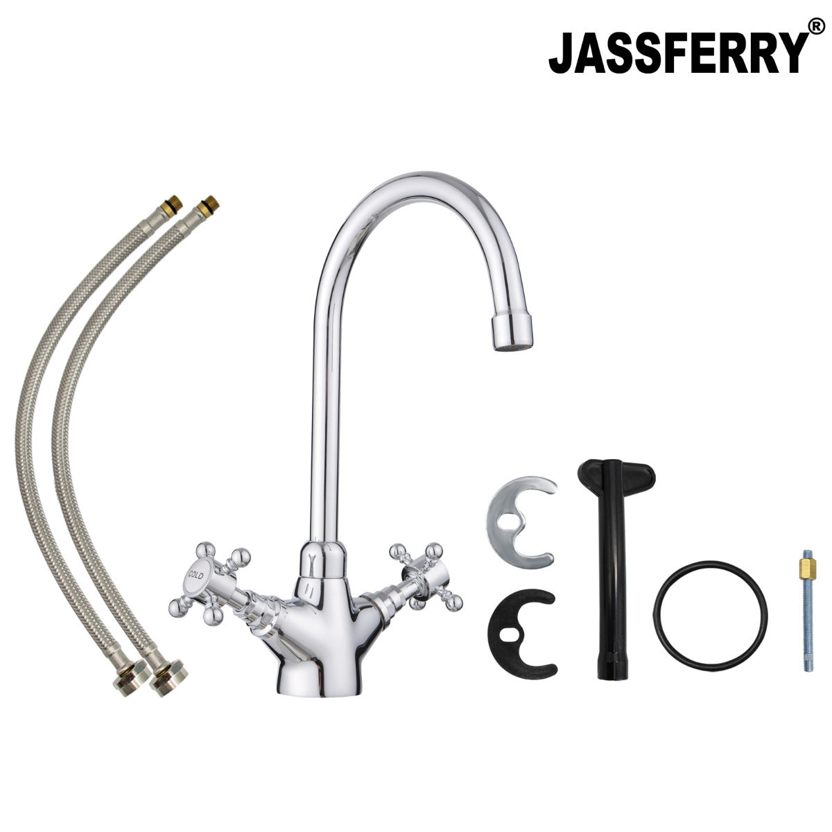 JassferryJASSFERRY Kitchen Tap Two Cross Handles Swivel Spout Sink Mixer Tap ChromeKitchen taps