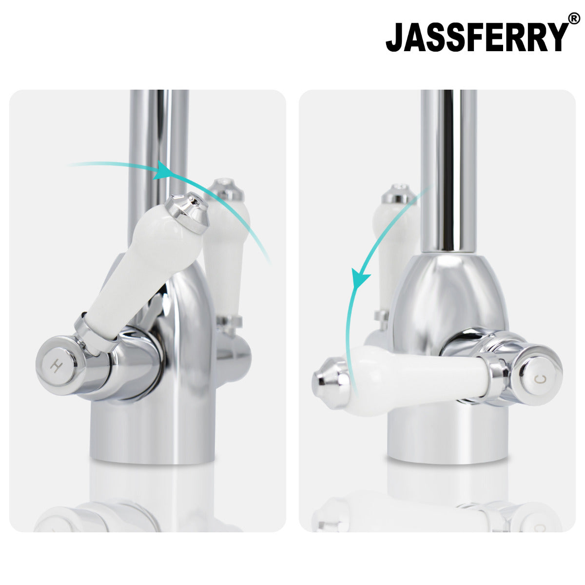 JassferryJASSFERRY New Kitchen Sink Mixer Taps Two Handles Swivel Spout Chrome PolishedKitchen taps