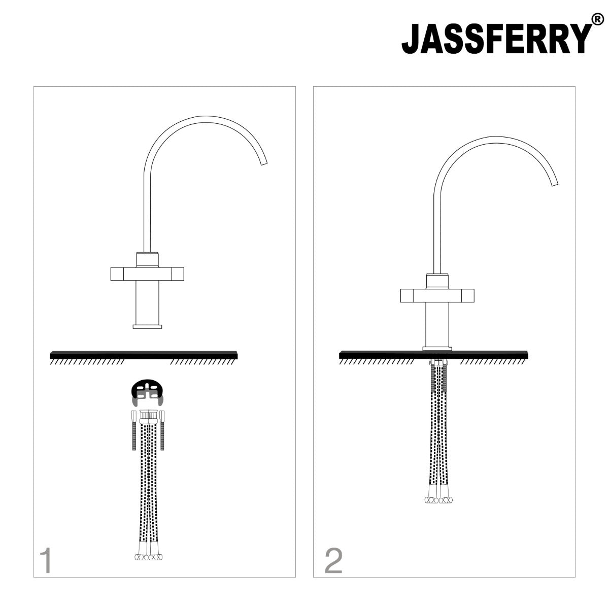 JassferryJASSFERRY Kitchen Sink Mixer Taps Dual Cuboid Design Lever Swivel Spout ChromeKitchen taps