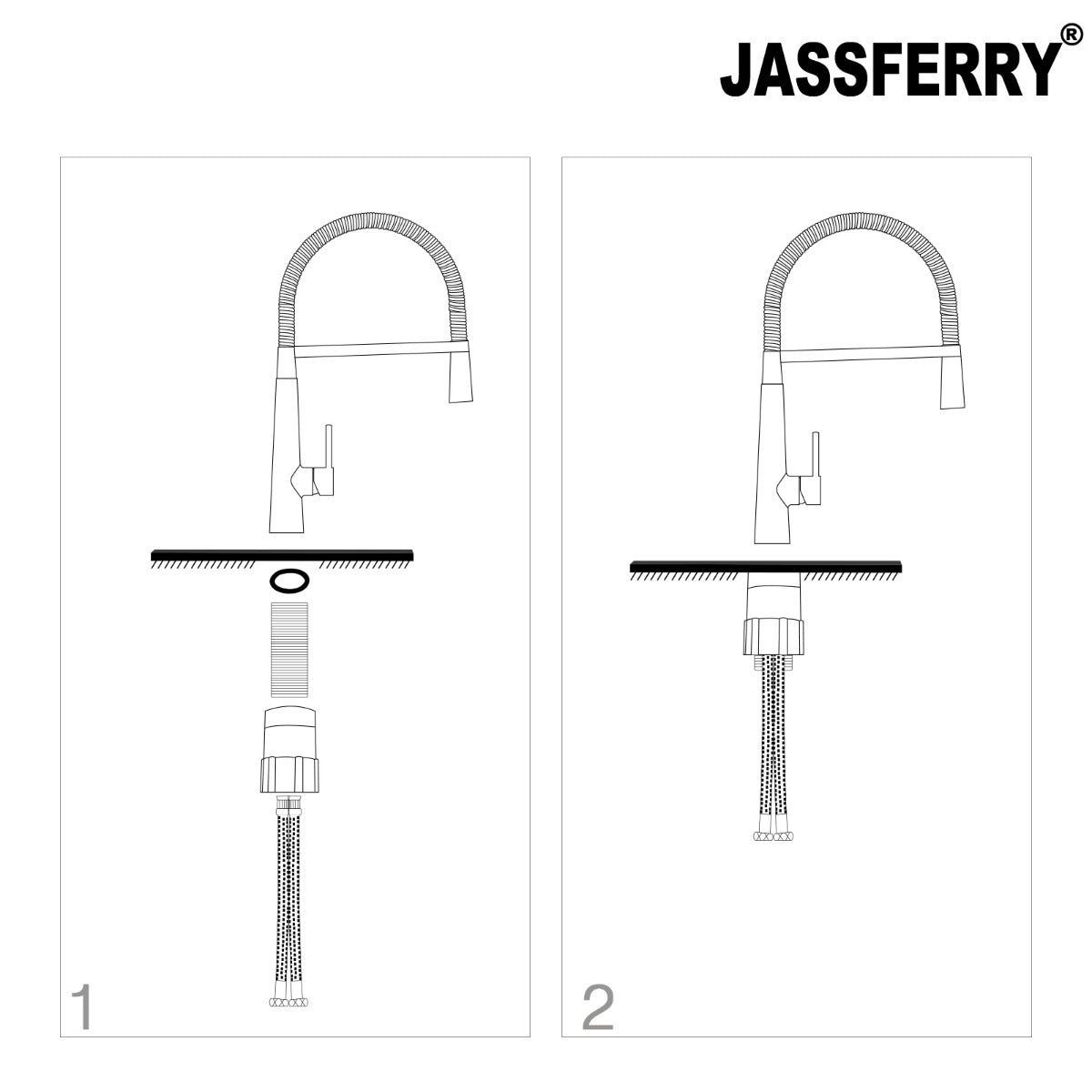 JassferryJASSFERRY Kitchen Taps Pull Out Pull Down Spray Swivel Spring Spout Brass MixerKitchen taps