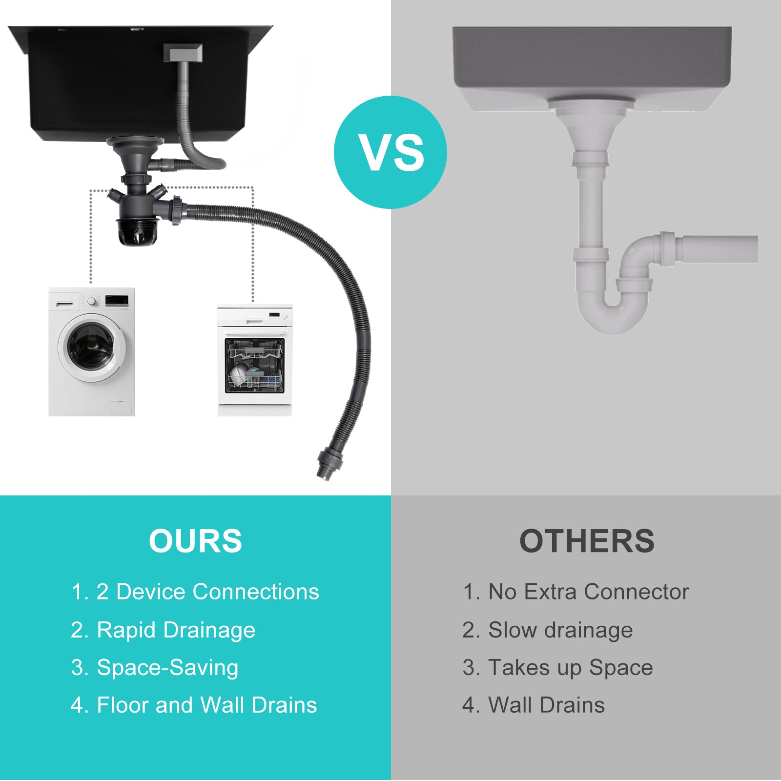 JASSFERRY Black Composite Kitchen Sink Drop-in Deep Single Bowl with Waste -7051