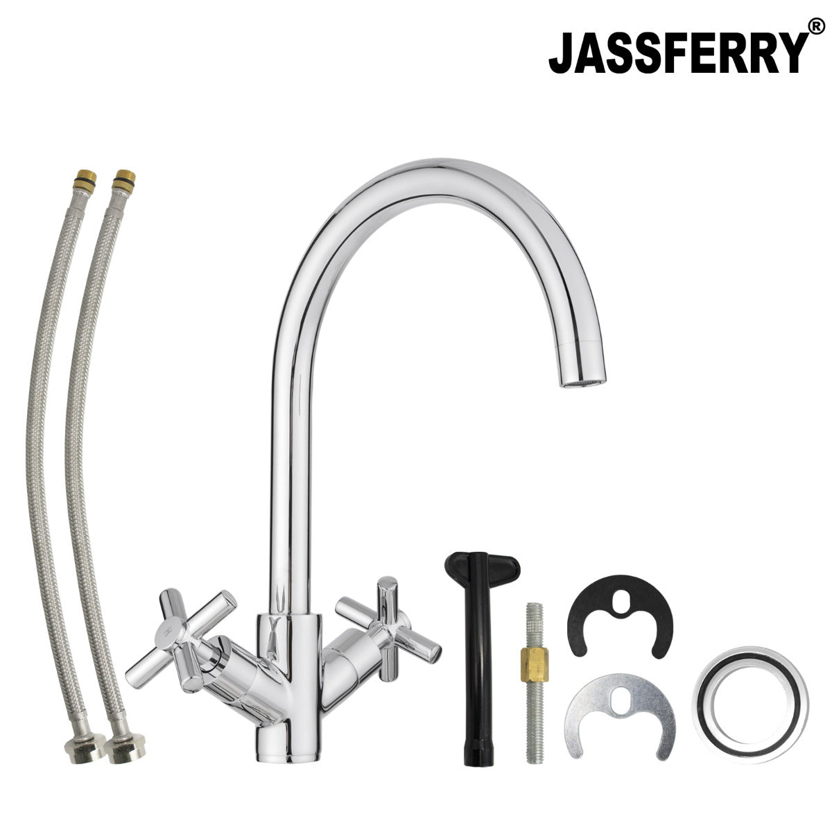 JassferryJASSFERRY Modern Kitchen Sink Basin Mixer Tap with Swivel Spout Cross HandleKitchen taps