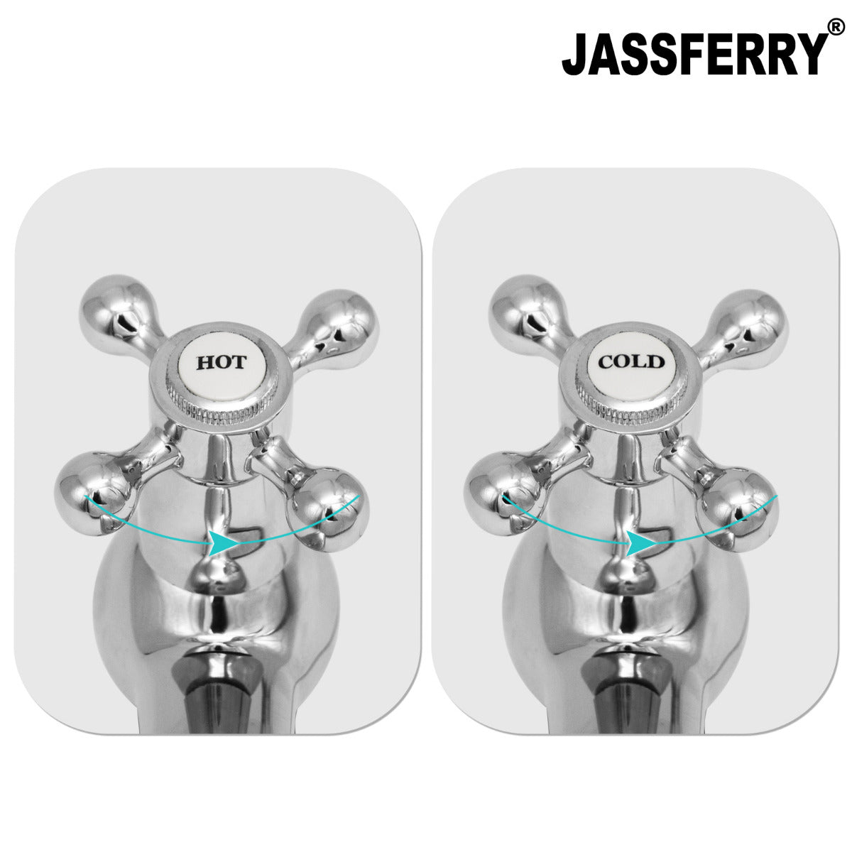 JassferryJASSFERRY New Traditional Twin Basin Hot & Cold Taps Bath Sink Cross HandleBasin Taps