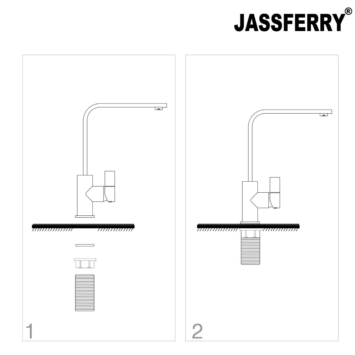 JassferryJASSFERRY Square Kitchen Sink Mixer Taps Chrome Modern Single Rectangle LeverKitchen taps