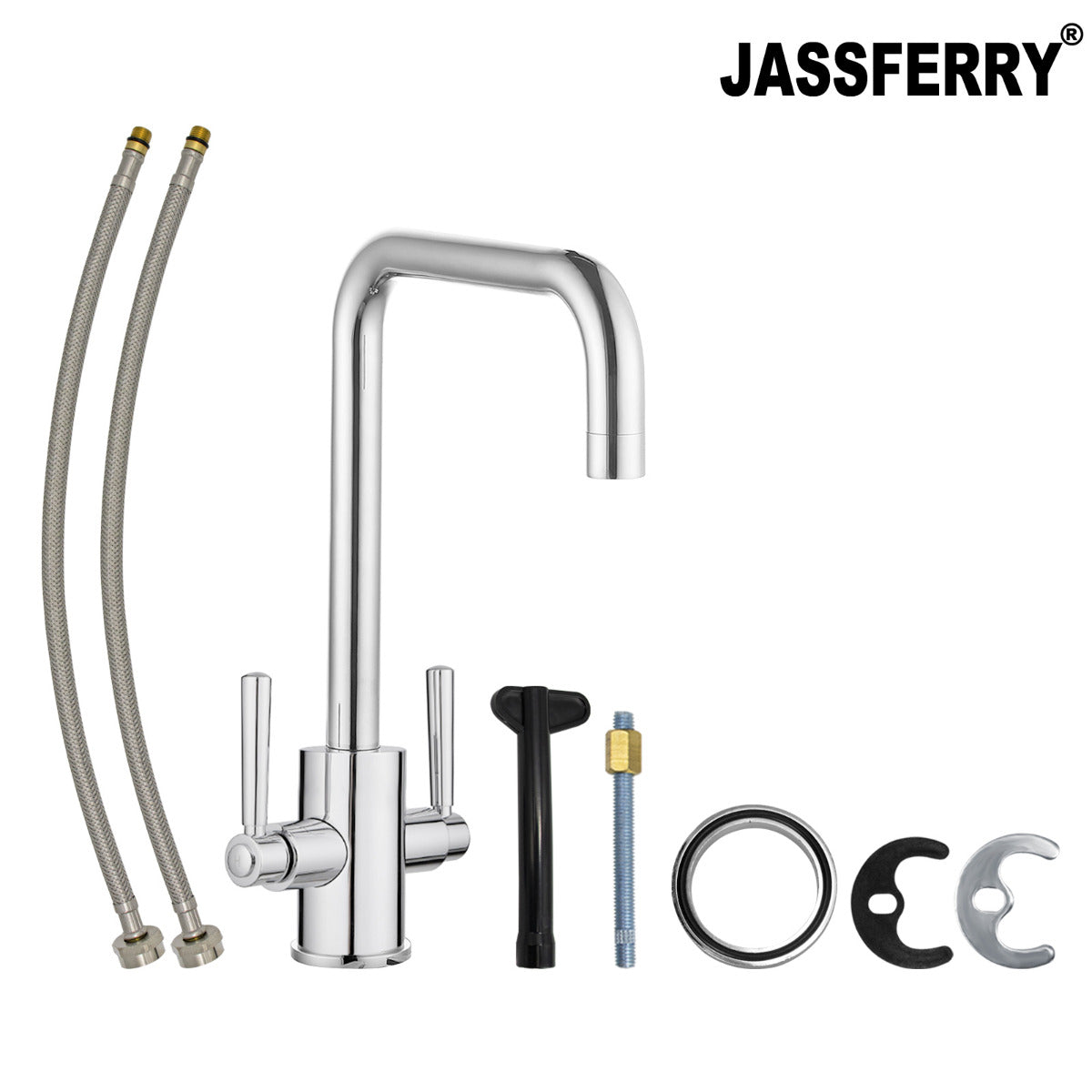 JassferryJASSFERRY Modern Kitchen Sink Mixer Tap Two Handle Swivel Spout ChromeKitchen taps