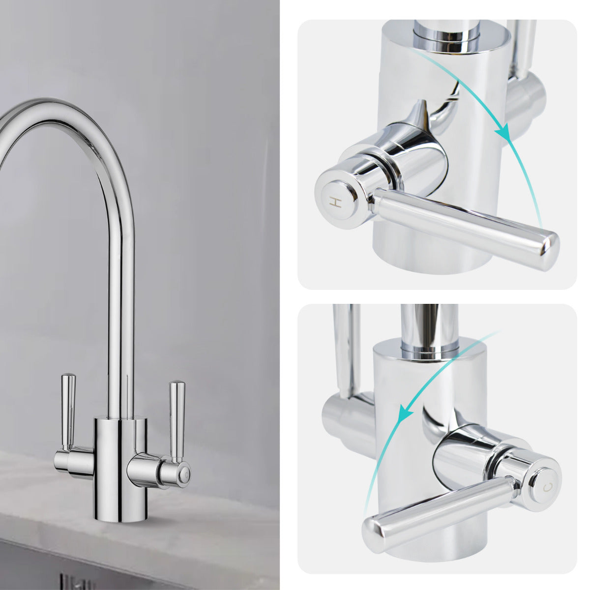 JassferryJASSFERRY New Modern Kitchen Sink Mixer Tap Two Handle Swivel Spout ChromeKitchen taps