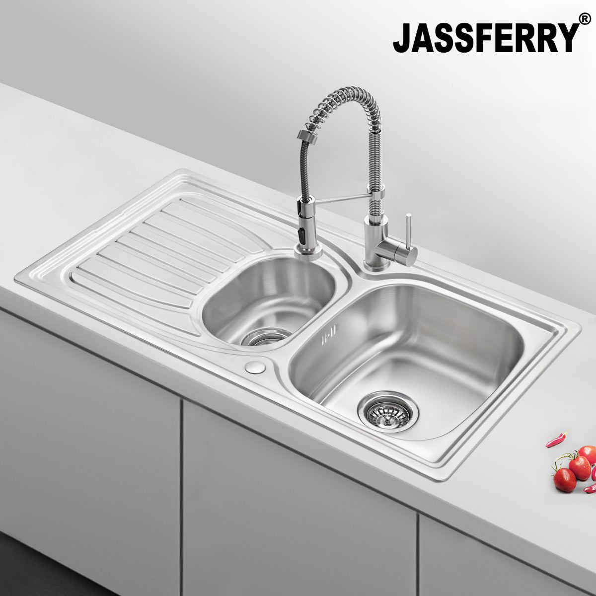 JassferryJASSFERRY Stainless Steel Kitchen Sink Inset One Half Bowl Reversible Drainer - 954Kitchen Sinks