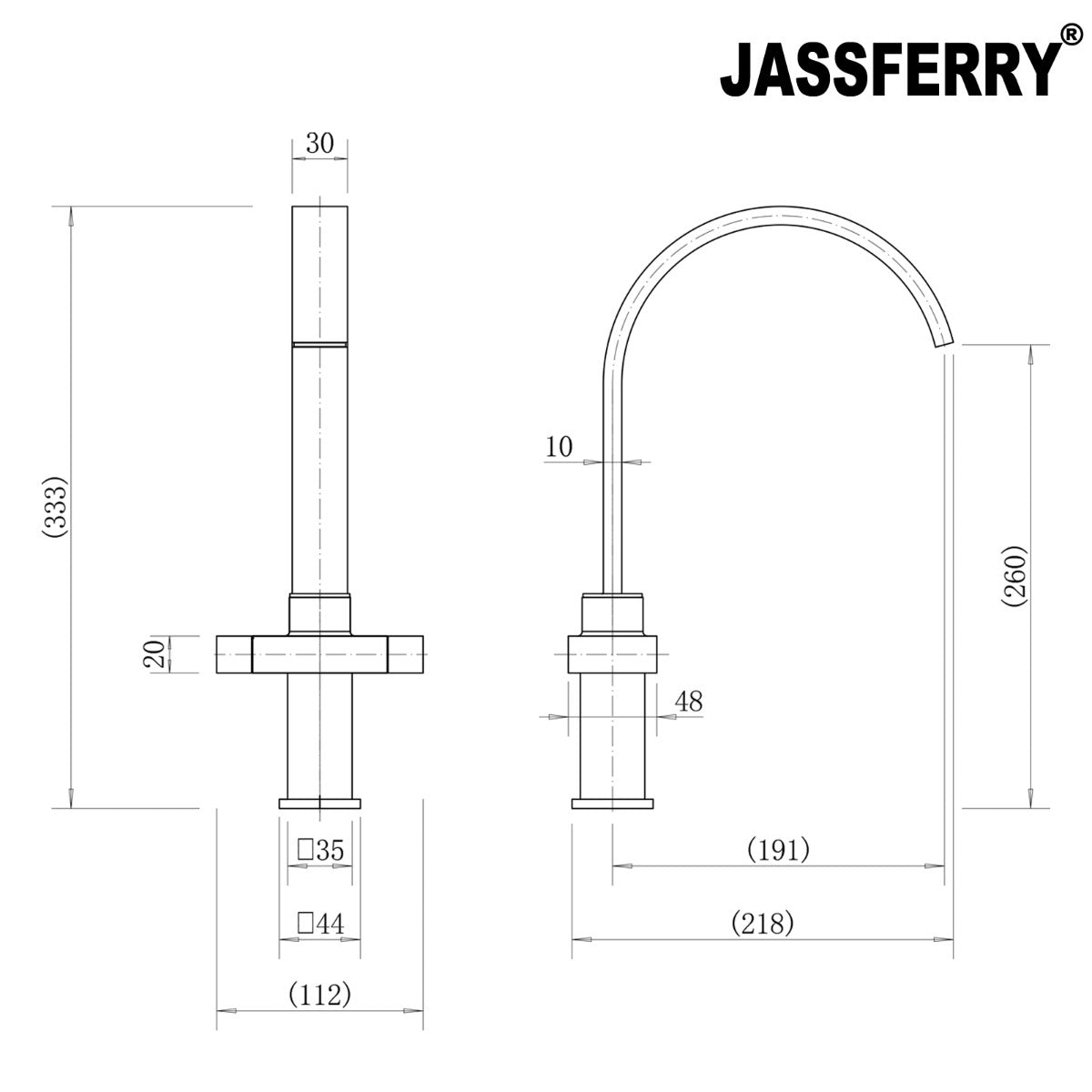 JassferryJASSFERRY Kitchen Sink Mixer Taps Dual Cuboid Design Lever Swivel Spout ChromeKitchen taps