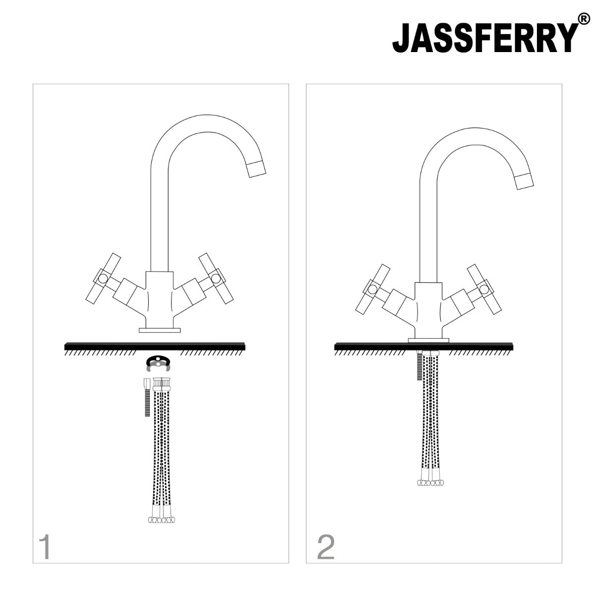 JassferryJASSFERRY Modern Kitchen Sink Basin Mixer Tap with Swivel Spout Cross HandleKitchen taps