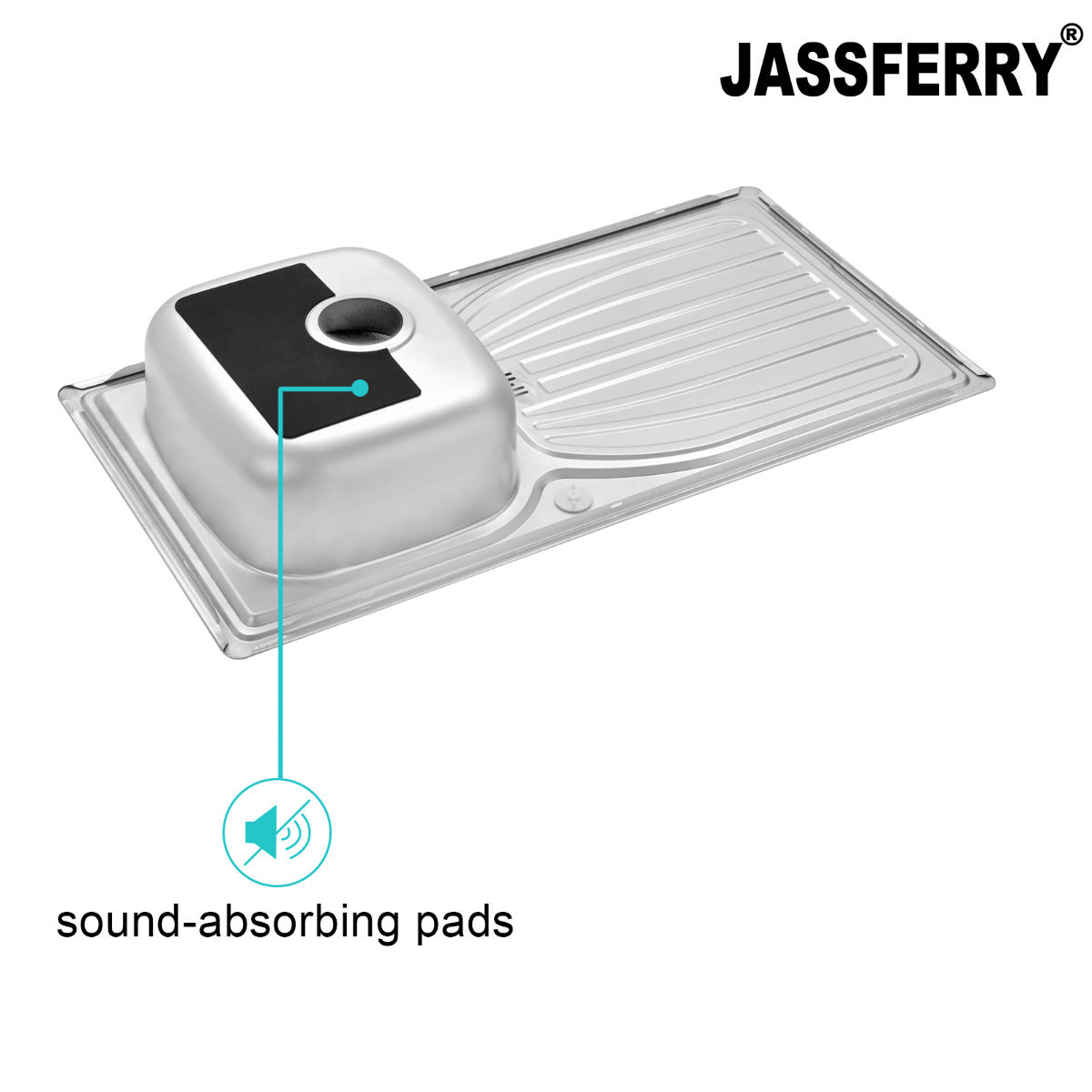 JassferryJASSFERRY Stainless Steel Kitchen Sink Reversible Drainer Deck Overflow HoleKitchen Sinks