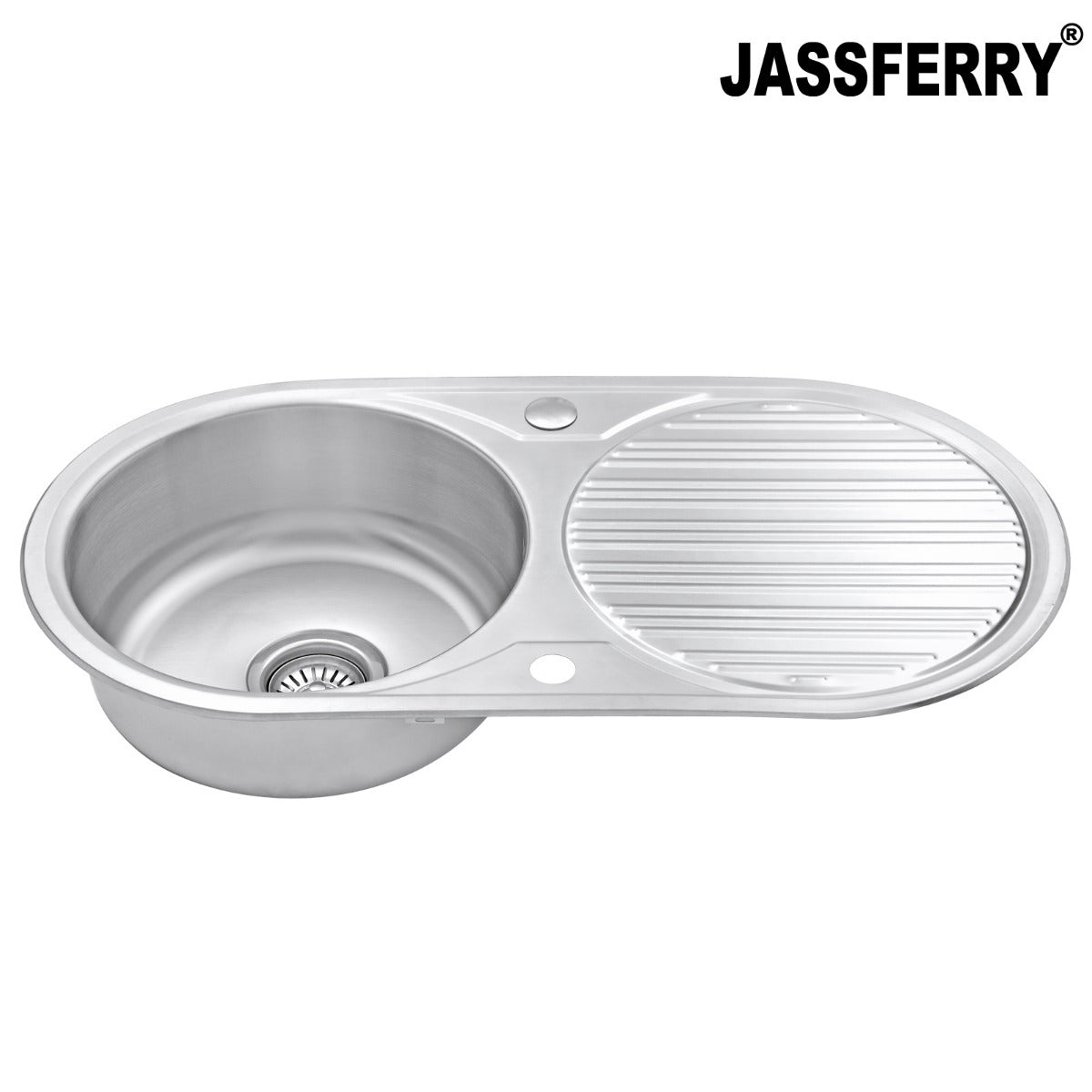 JassferryJASSFERRY Kitchen Sink Stainless Steel Single Round Bowl Reversible Circle DrainerKitchen Sinks