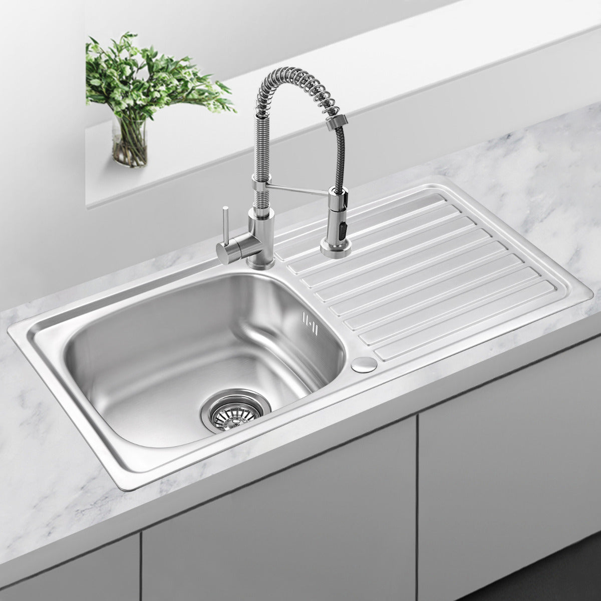 JassferryJASSFERRY 860 x 435 mm Stainless Steel Kitchen Sink Inset Single 1 Bowl Reversible Drainer - 940Kitchen Sinks