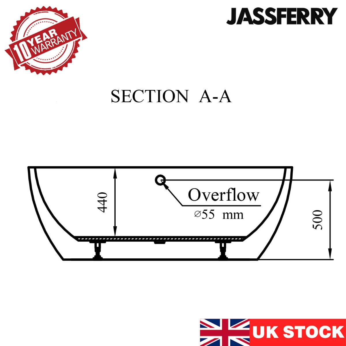 JassferryJASSFERRY Freestanding Bathtub Designer Soaking Baths Double Ended Slipper Bathroom AcrylicBathtubs