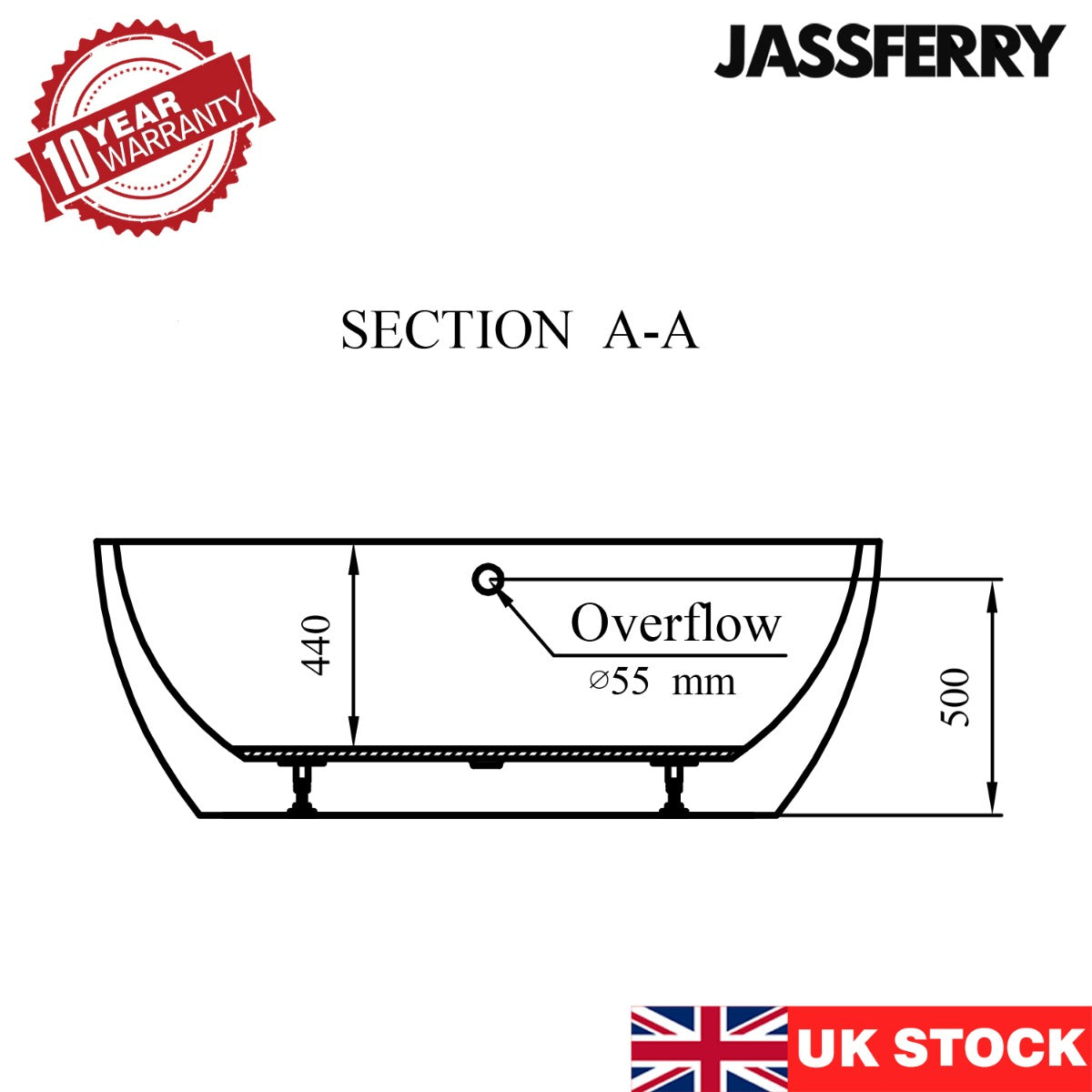 JassferryJASSFERRY Modern Freestanding Bathtub White Gloss Soaking Baths Acrylic 1800×750Bathtubs