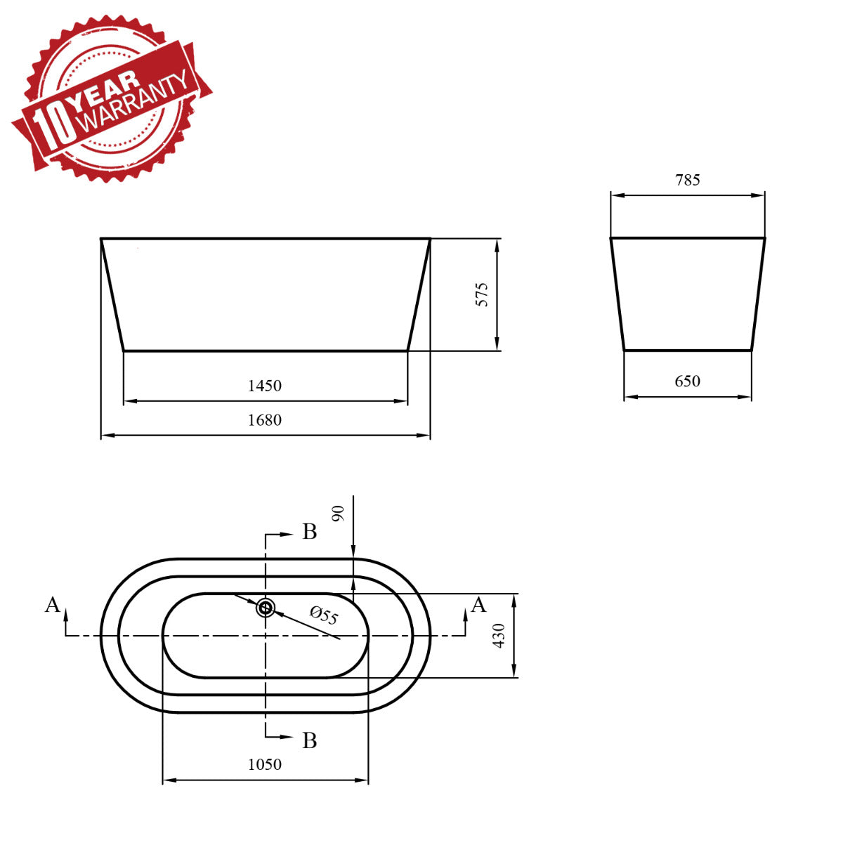 JassferryJASSFERRY Contemporary Freestanding Bathtub Luxury Design Soaking Baths AcrylicBathtubs