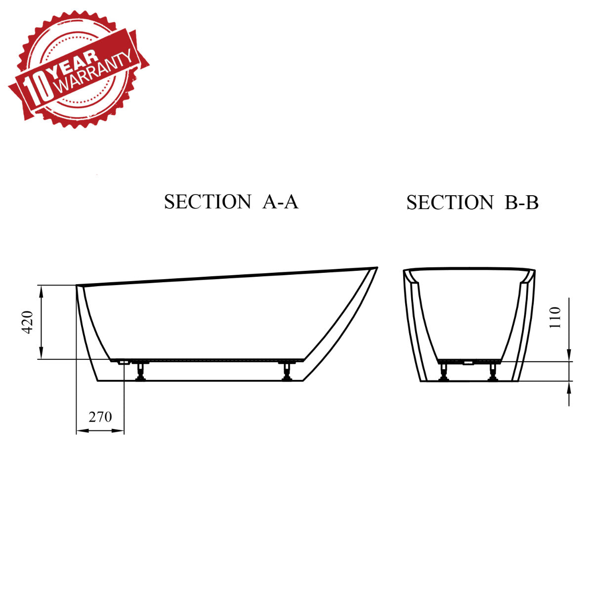 JassferryJASSFERRY Modern Design Rectangular Freestanding Bathtub Soaking BathsBathtubs