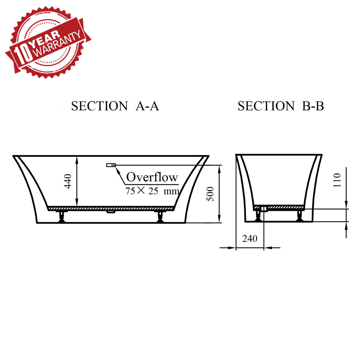 JassferryJASSFERRY Contemporary Freestanding Bathtub Luxury Rectangular Hourglass DesignBathtubs