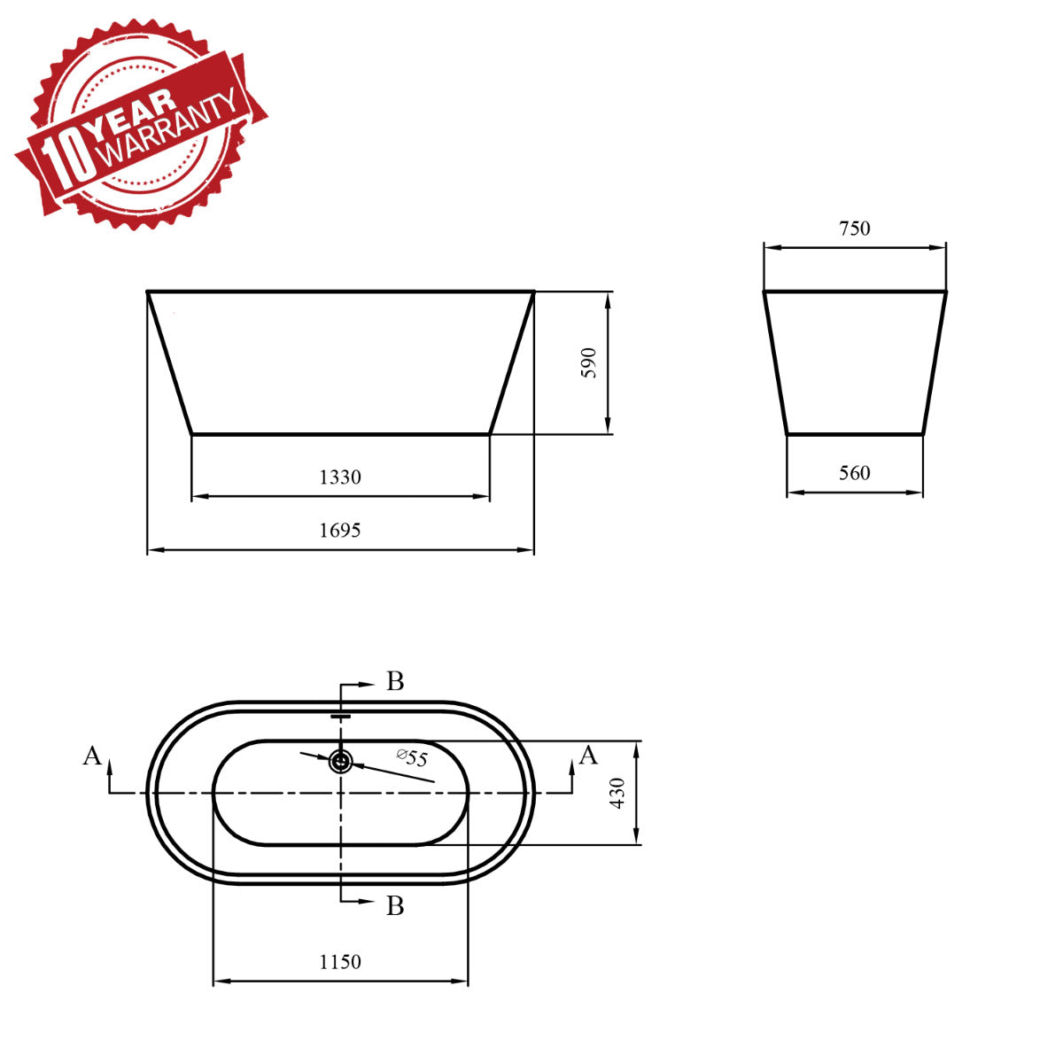 JassferryJASSFERRY Freestanding Bathtub Luxury Design Soaking Baths Acrylic ModernBathtubs