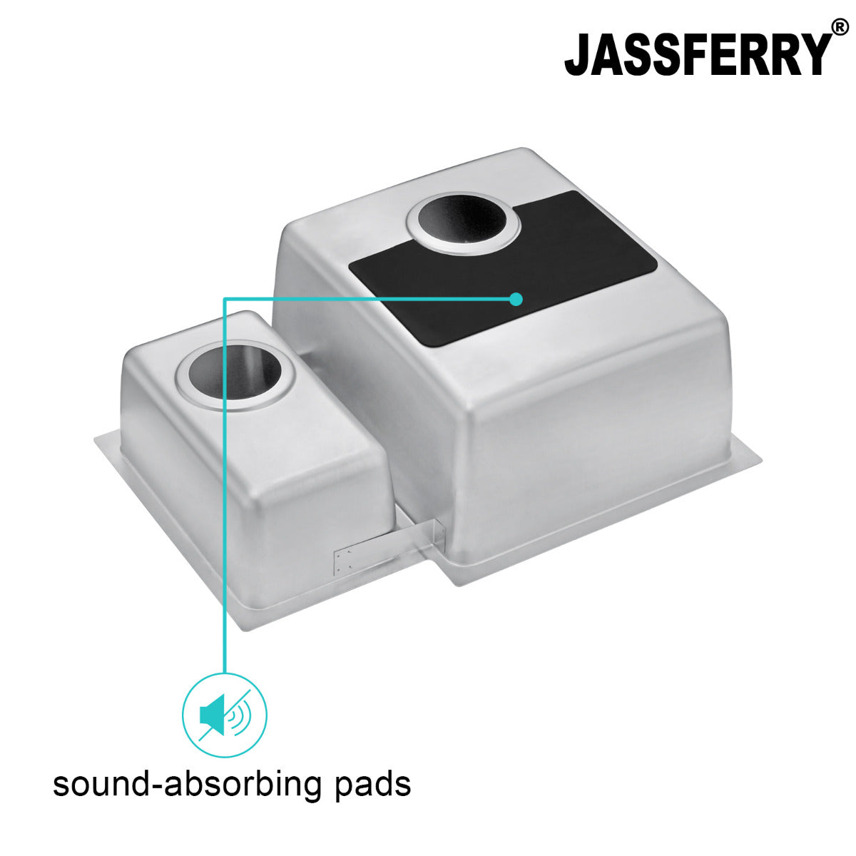 JassferryJASSFERRY Stainless Steel Kitchen Sink 1.5 Bowl Undermount Righthand Smaller Bowl 580 X 440 mmKitchen Sinks