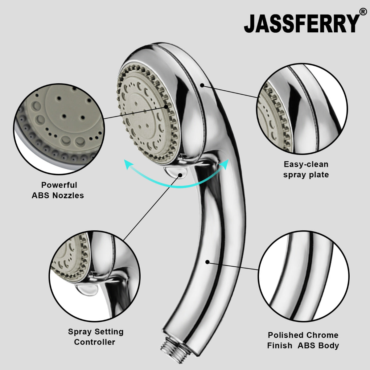 JassferryJASSFERRY Massage Spray Hand Shower Head Handheld Handset Ideal 5 PositionShower Heads